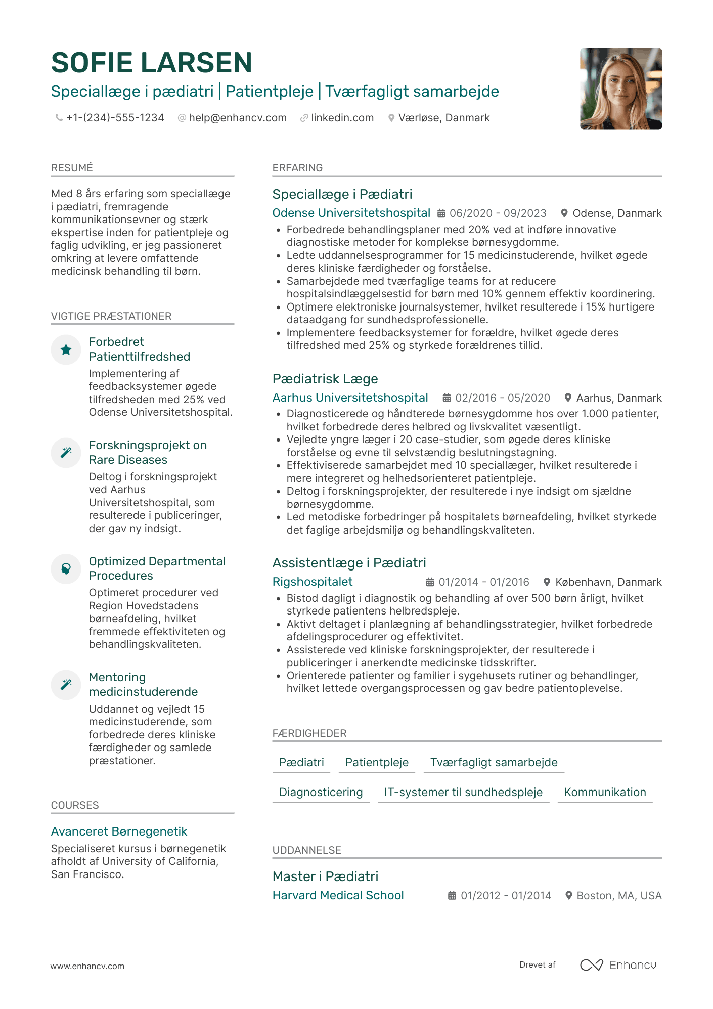 CV til Børnelæge