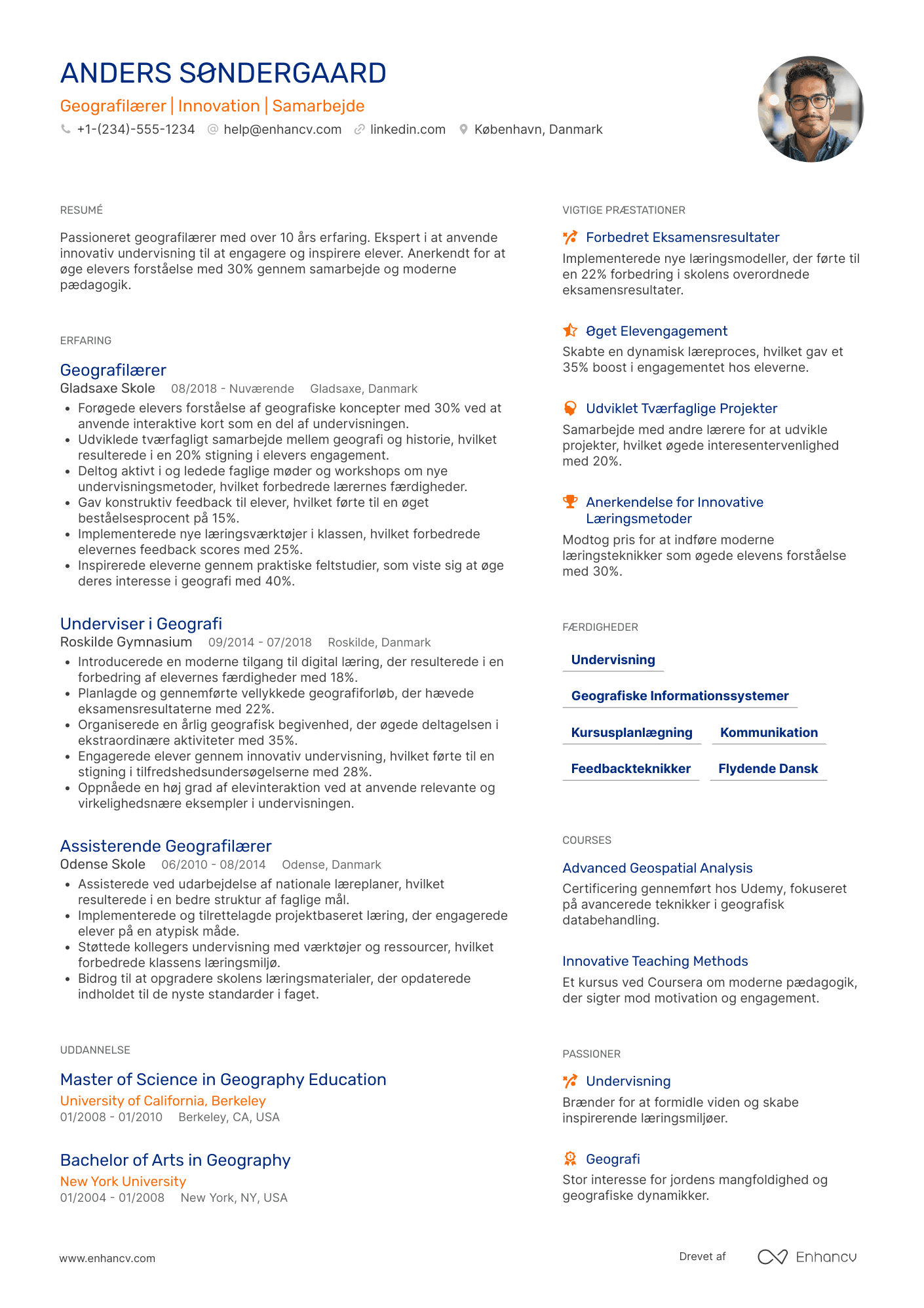 CV til Geografilærer