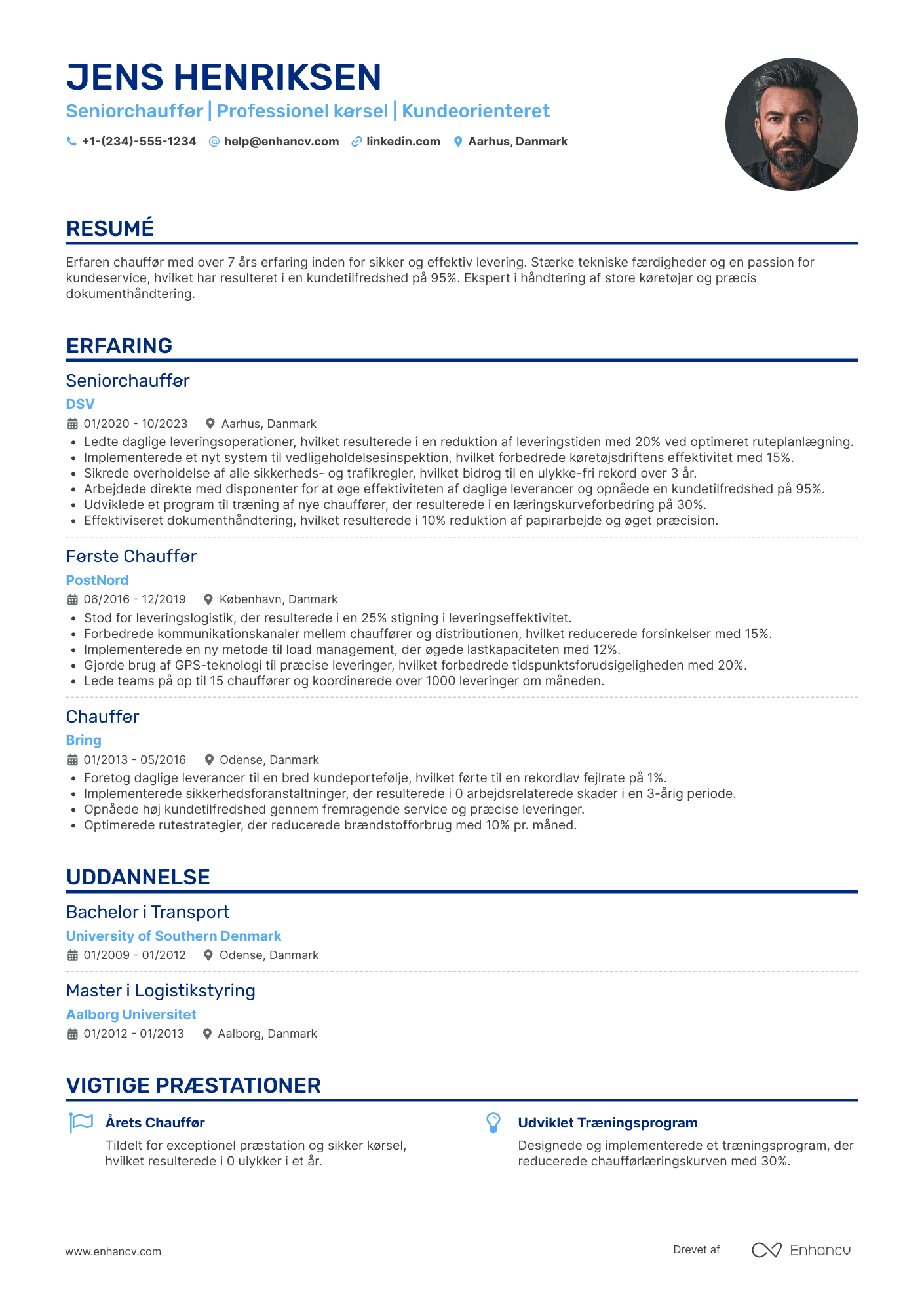 CV til Seniorchauffør