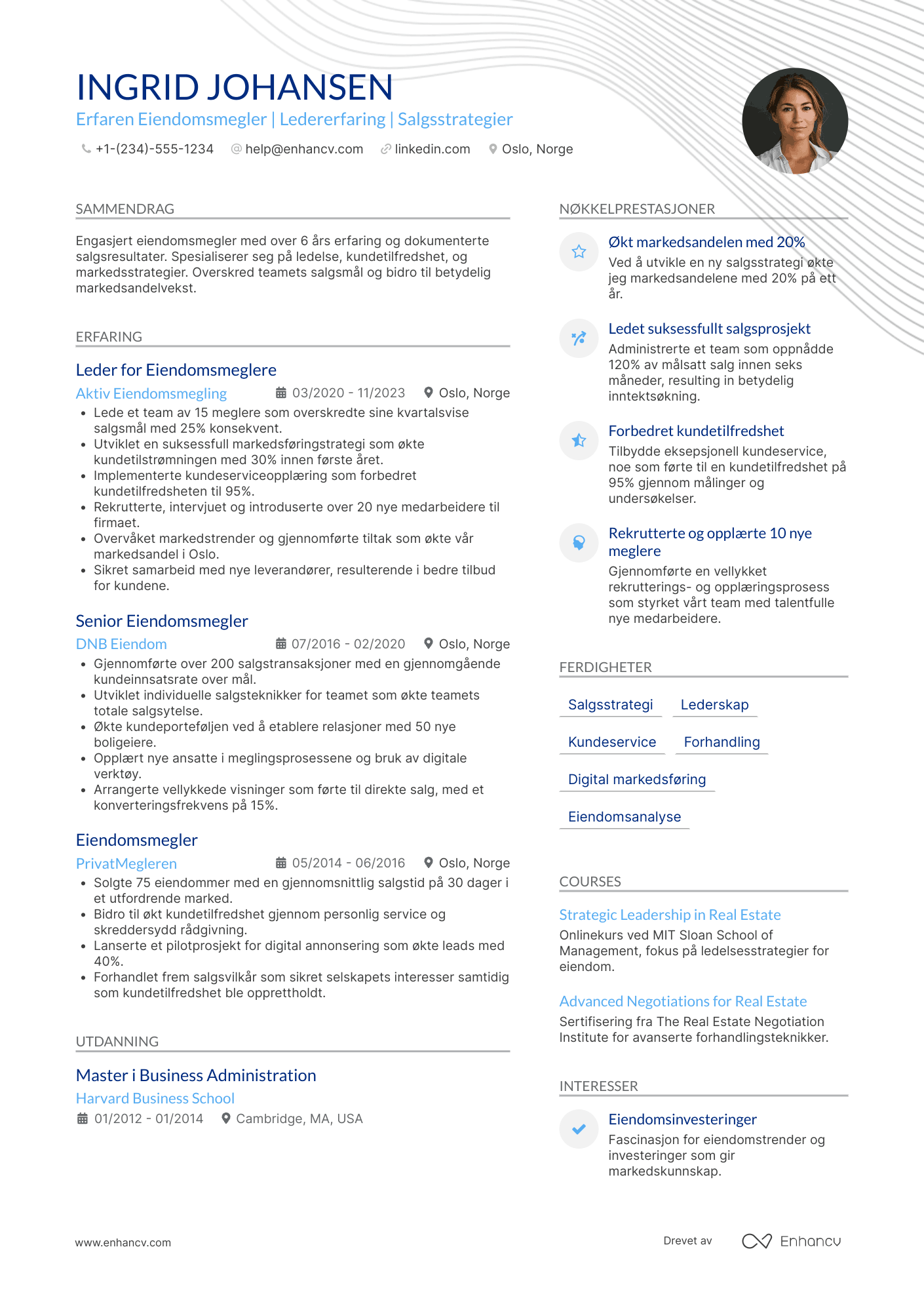 CV for Eiendomsmegler Leder