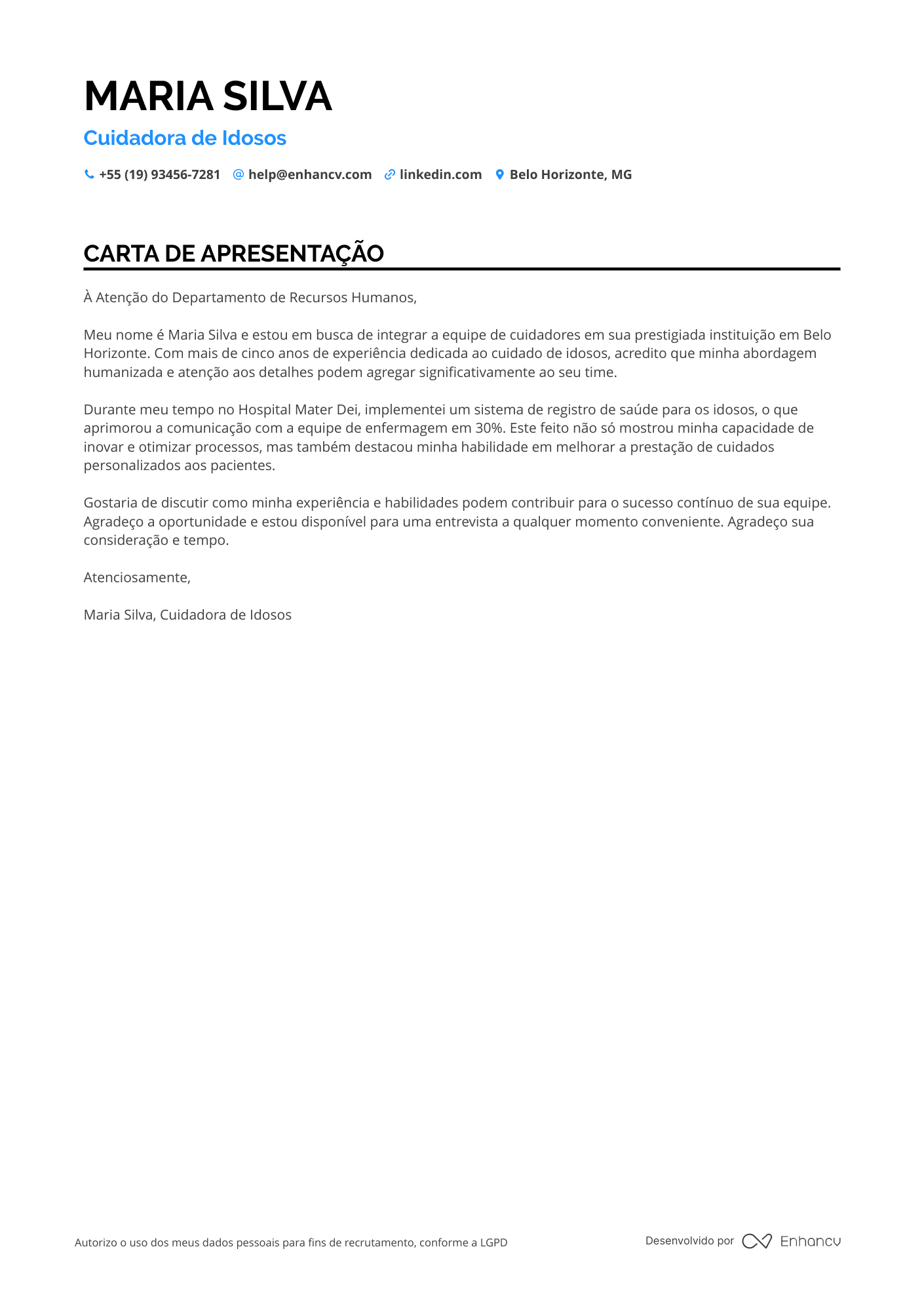 Cuidador de Idosos em Hospital