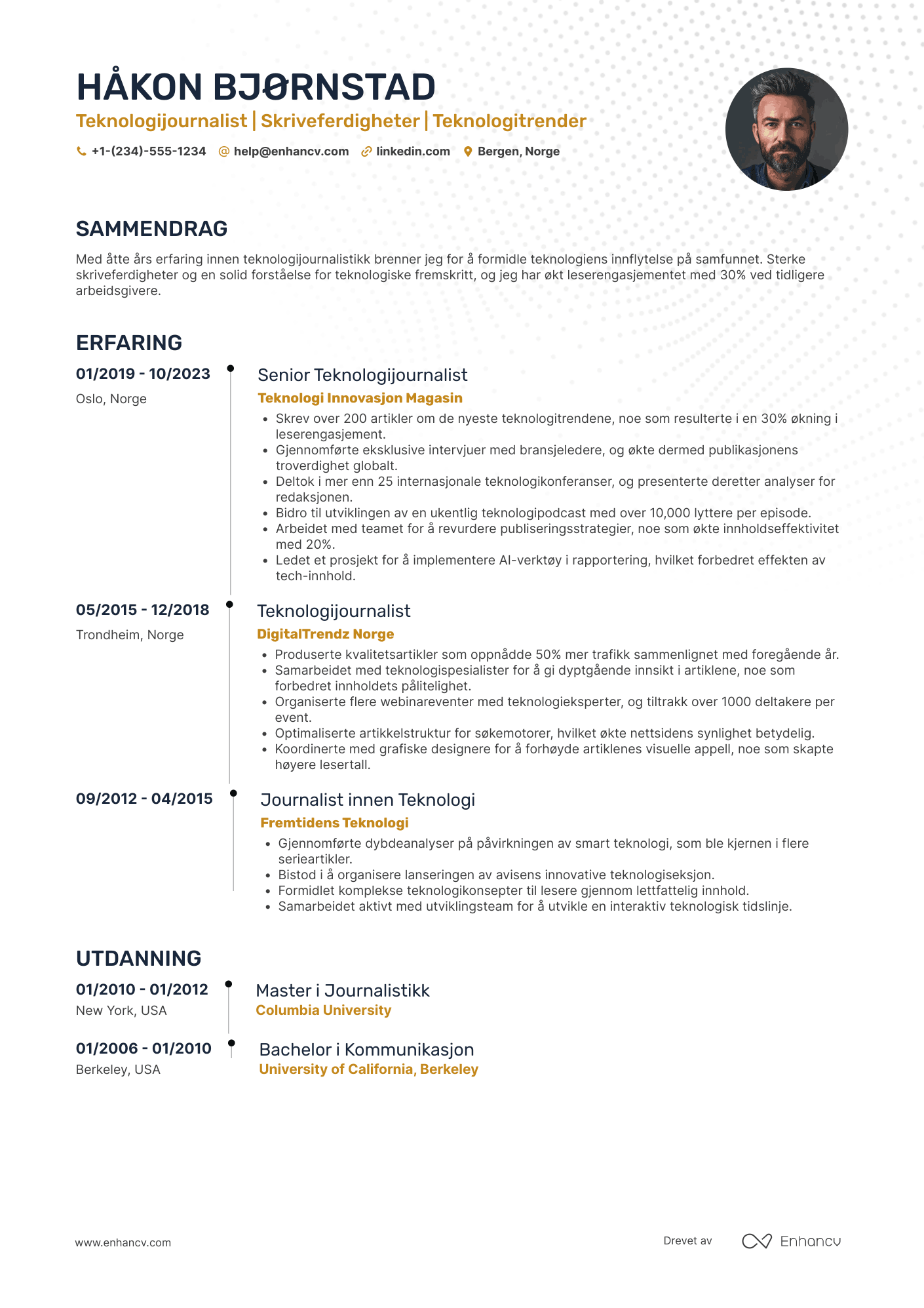 CV for Teknologijournalist
