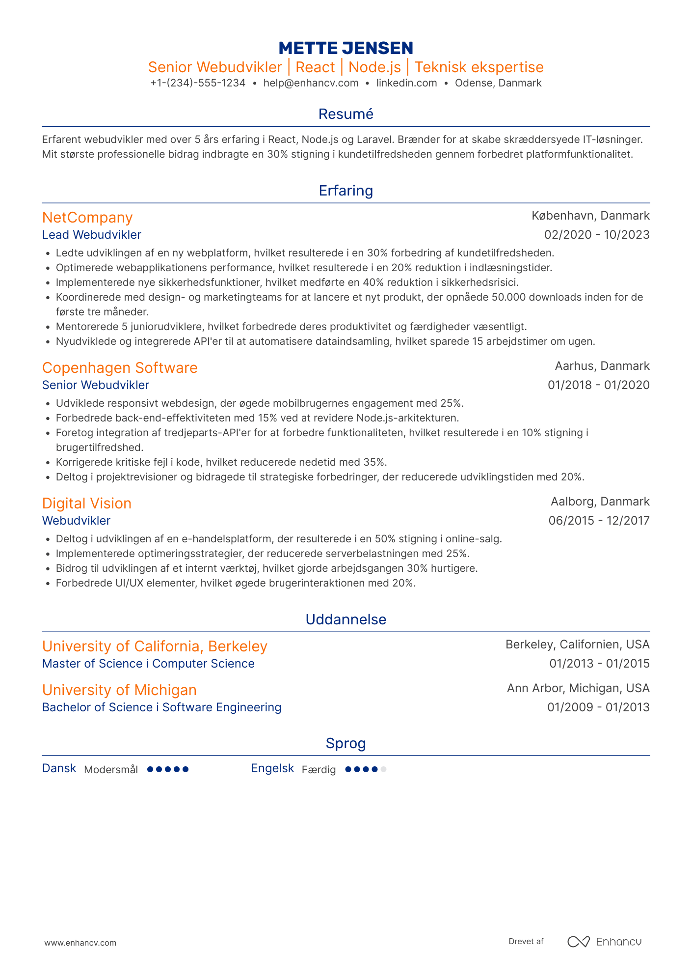 CV til Senior Webudvikler