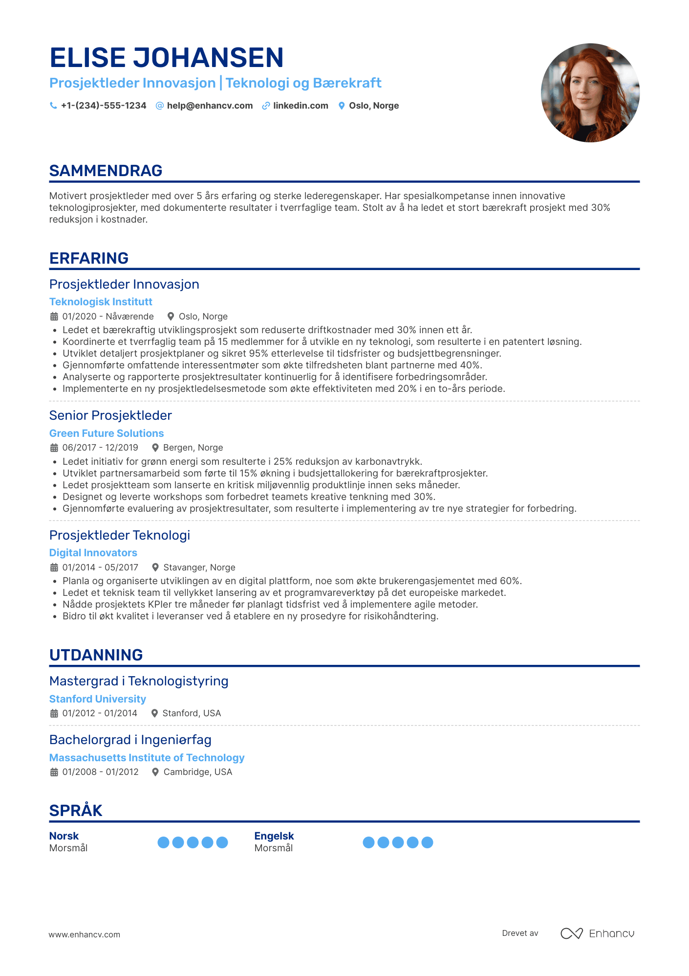 CV for Prosjektleder innovasjon