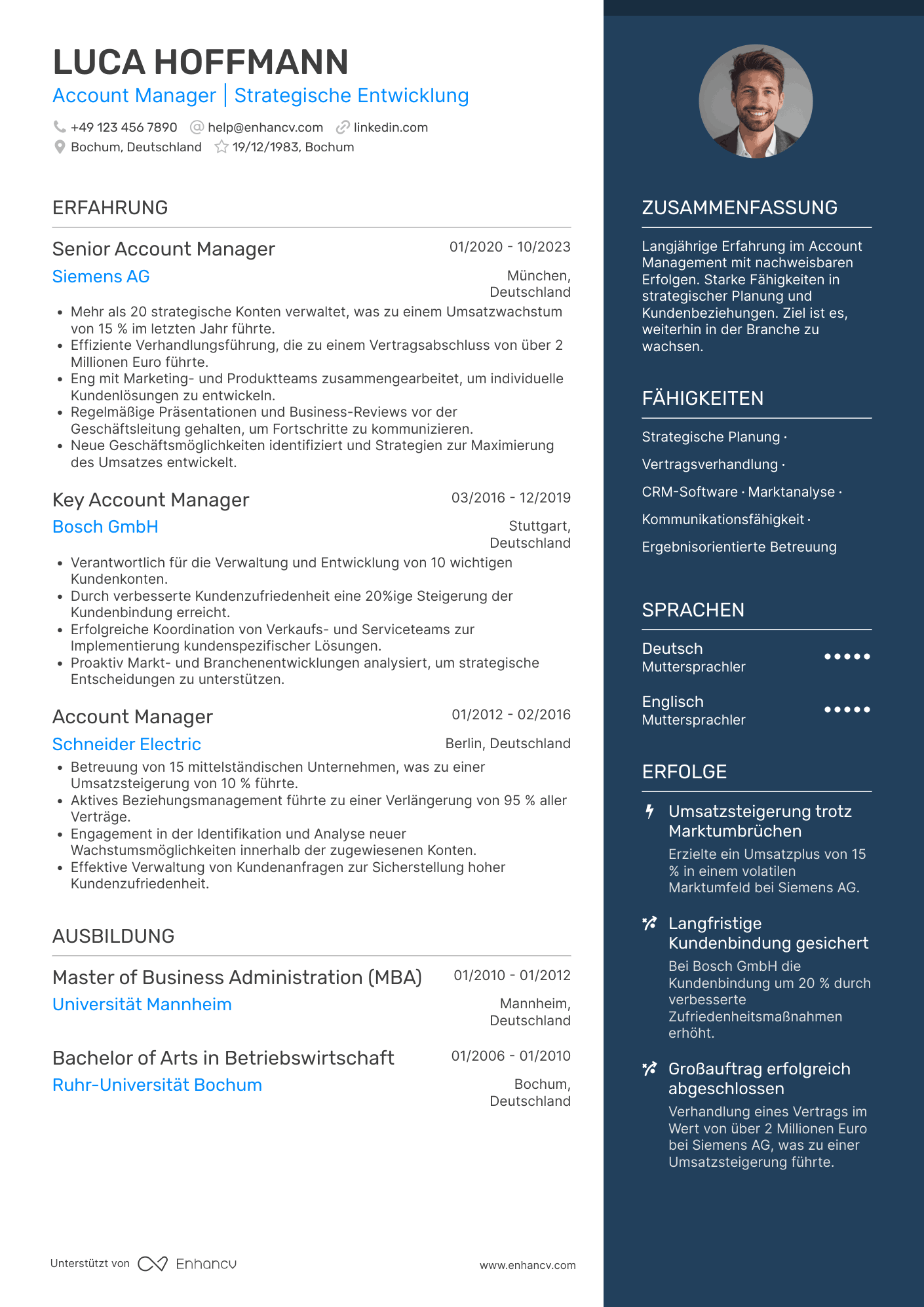 Lebenslauf als Strategischer Account Manager