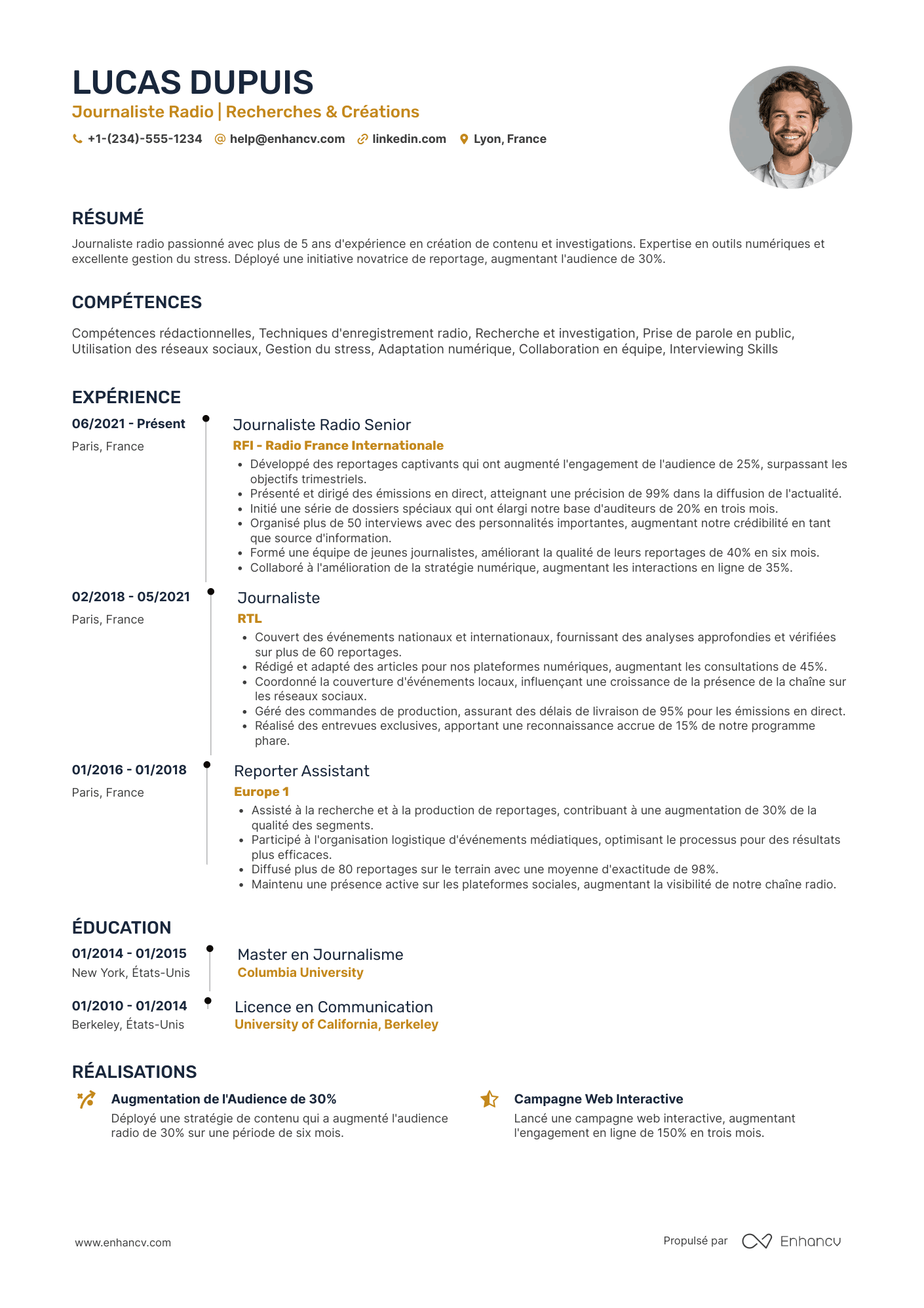 CV de journaliste radio