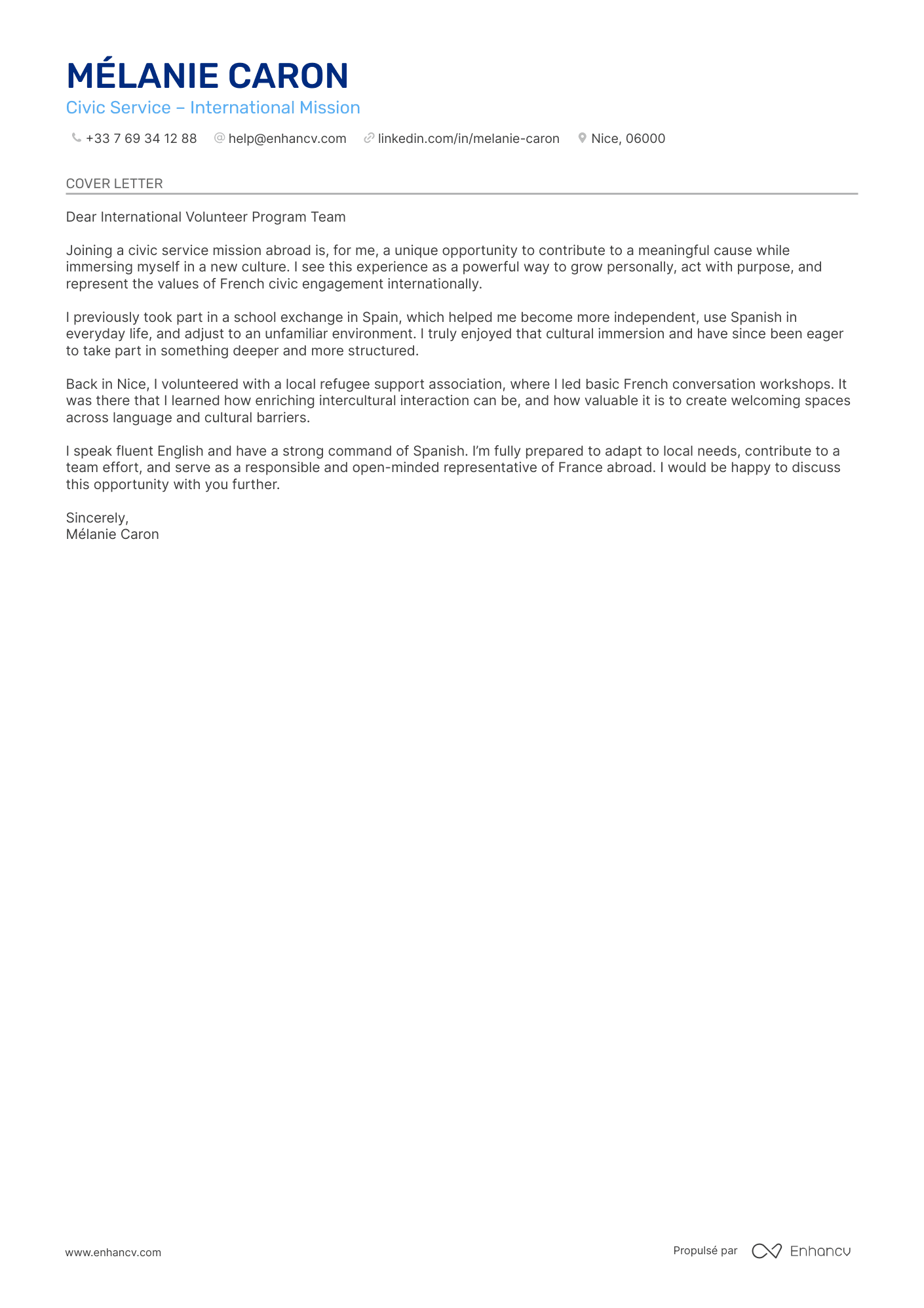 Bonus : lettre de motivation pour un service civique à l'étranger