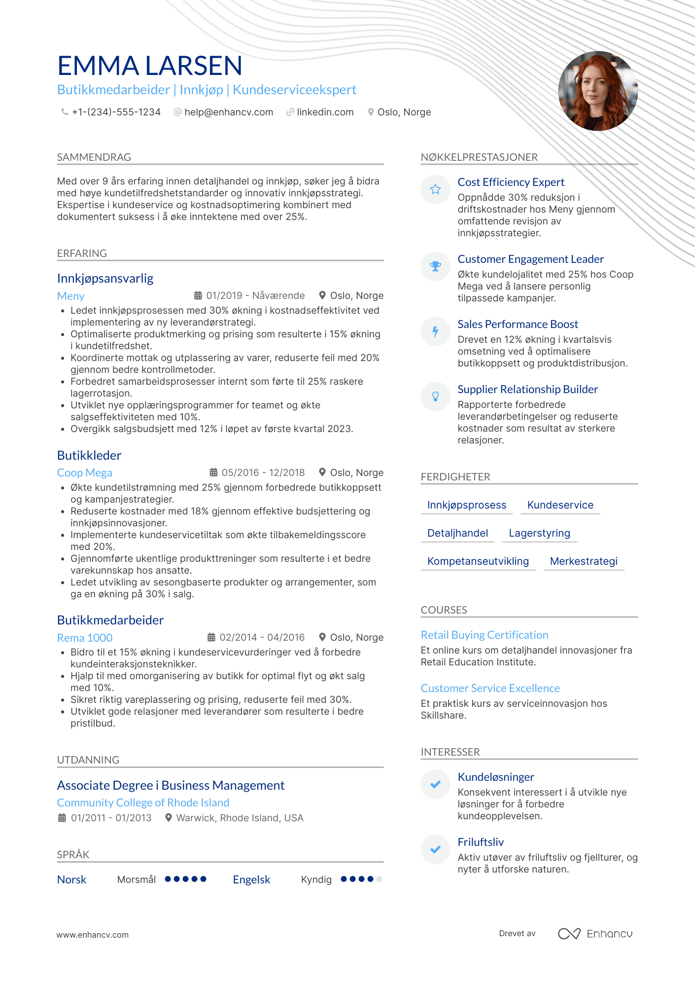 CV for Butikkmedarbeider innkjøp
