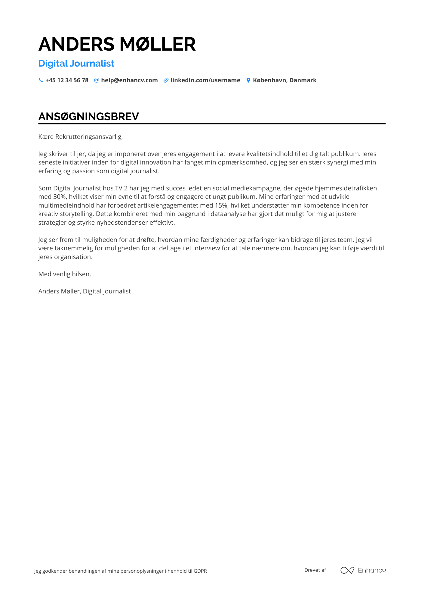 Ansøgningsbrev til Digital journalist