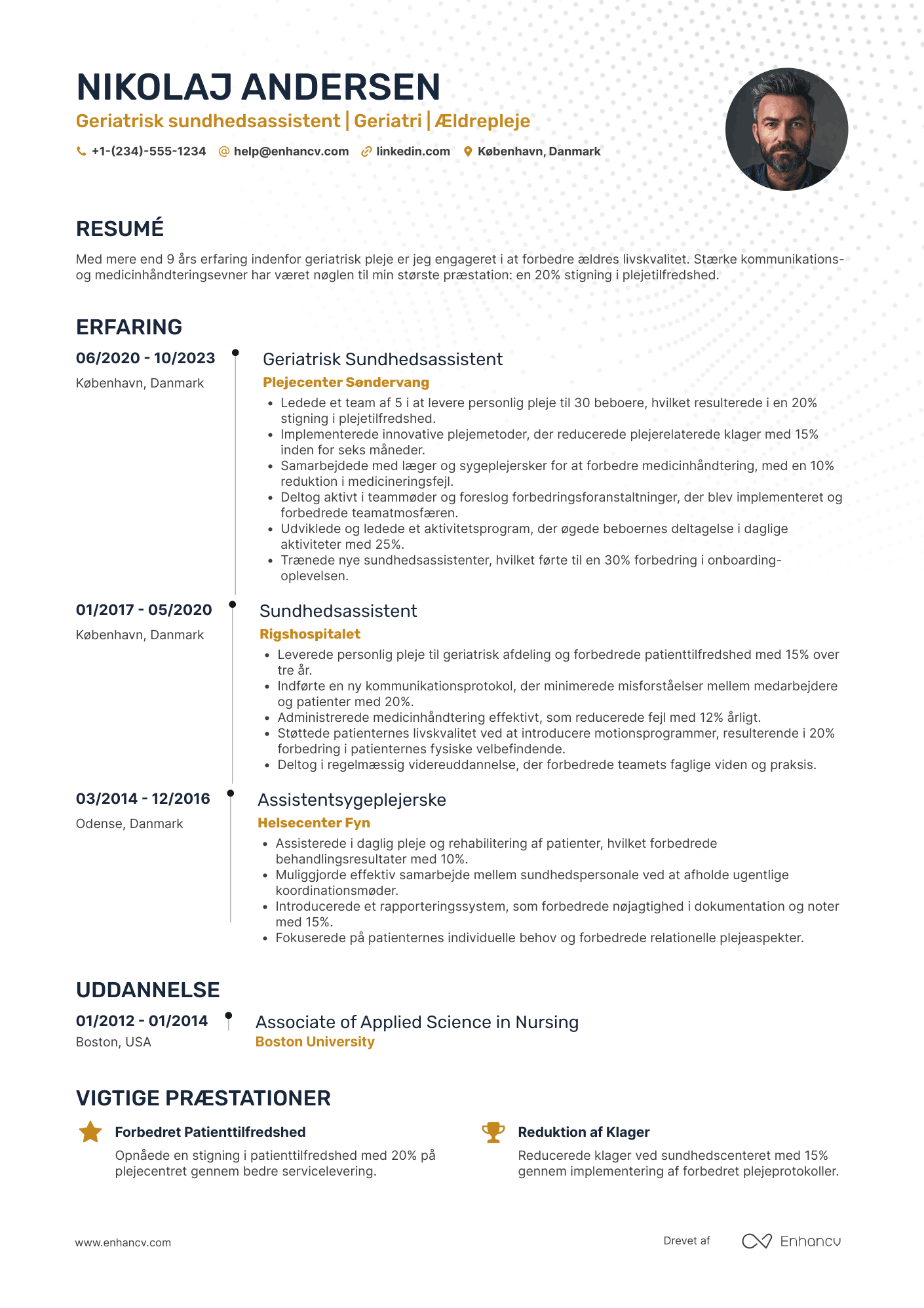 CV til Geriatrisk sundhedsassistent