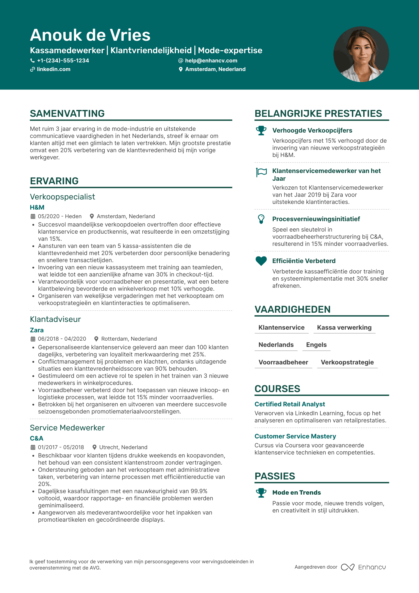 CV voor Kassamedewerker Modezaak