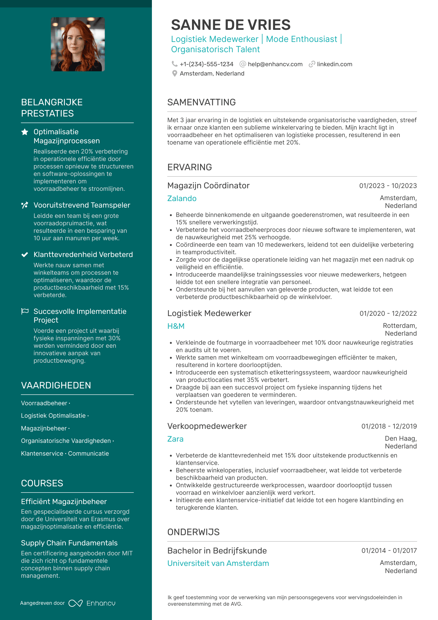 CV voor Kledingzaak Magazijnmedewerker