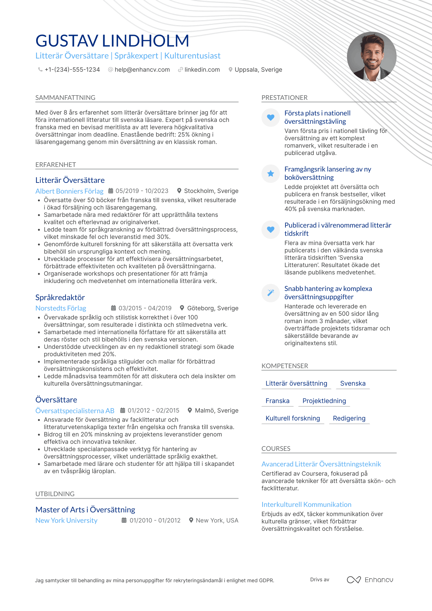 CV för Översättare Litterär