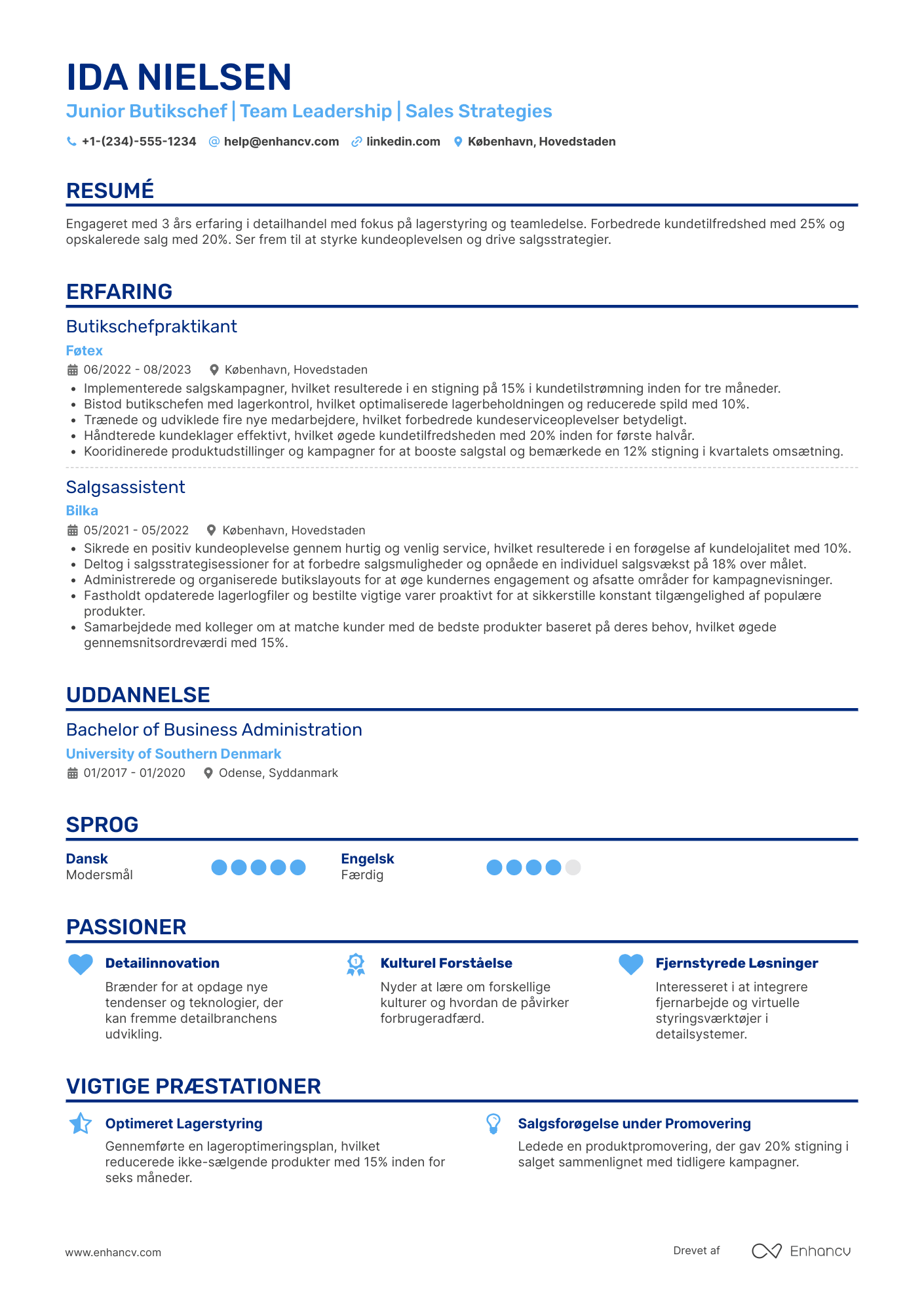 CV til Junior butikschef