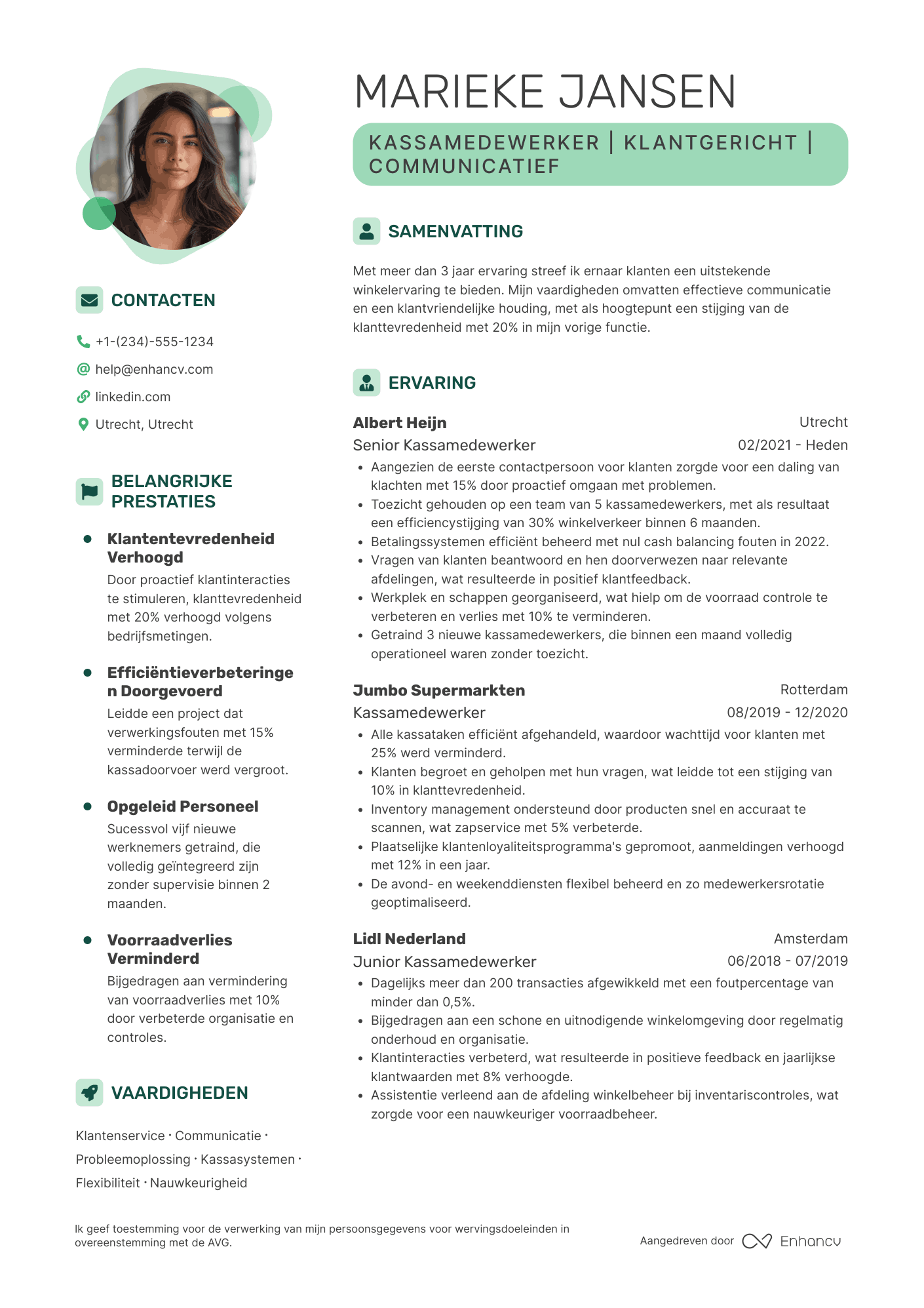 CV voor Beginnend Kassamedewerker