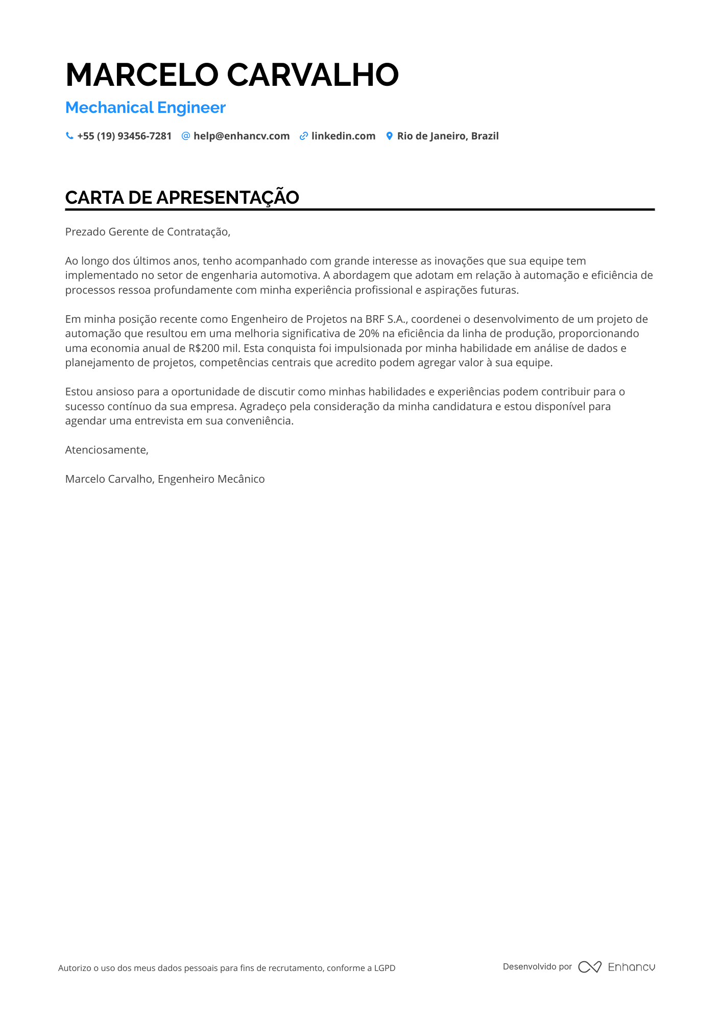 Engenheiro Mecânico Sem experiência