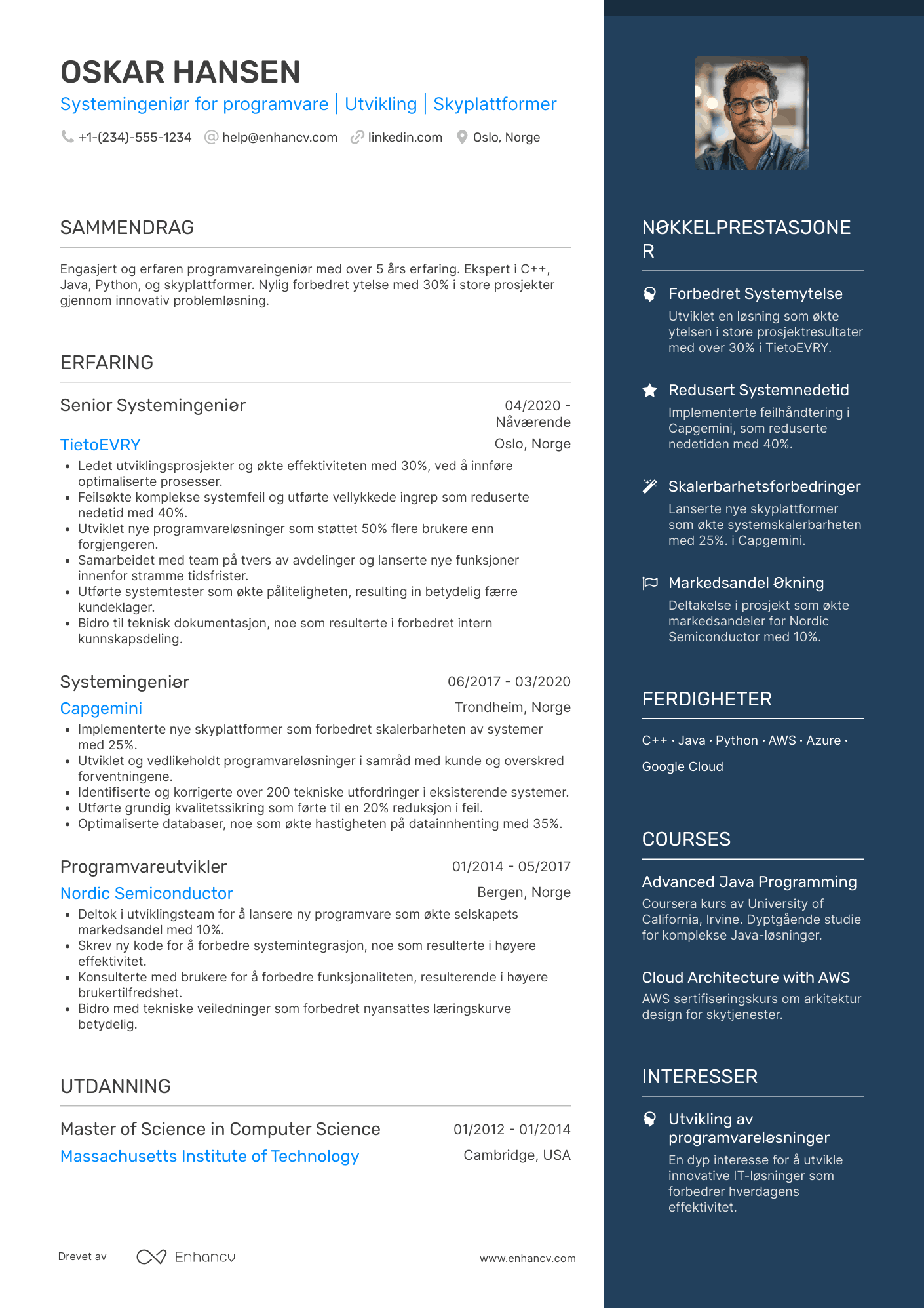 CV for Systemingeniør for programvare