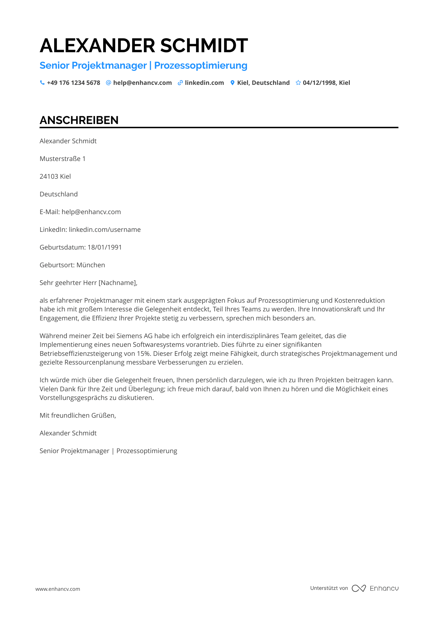 Projektmanager mit 5 Jahren Erfahrung