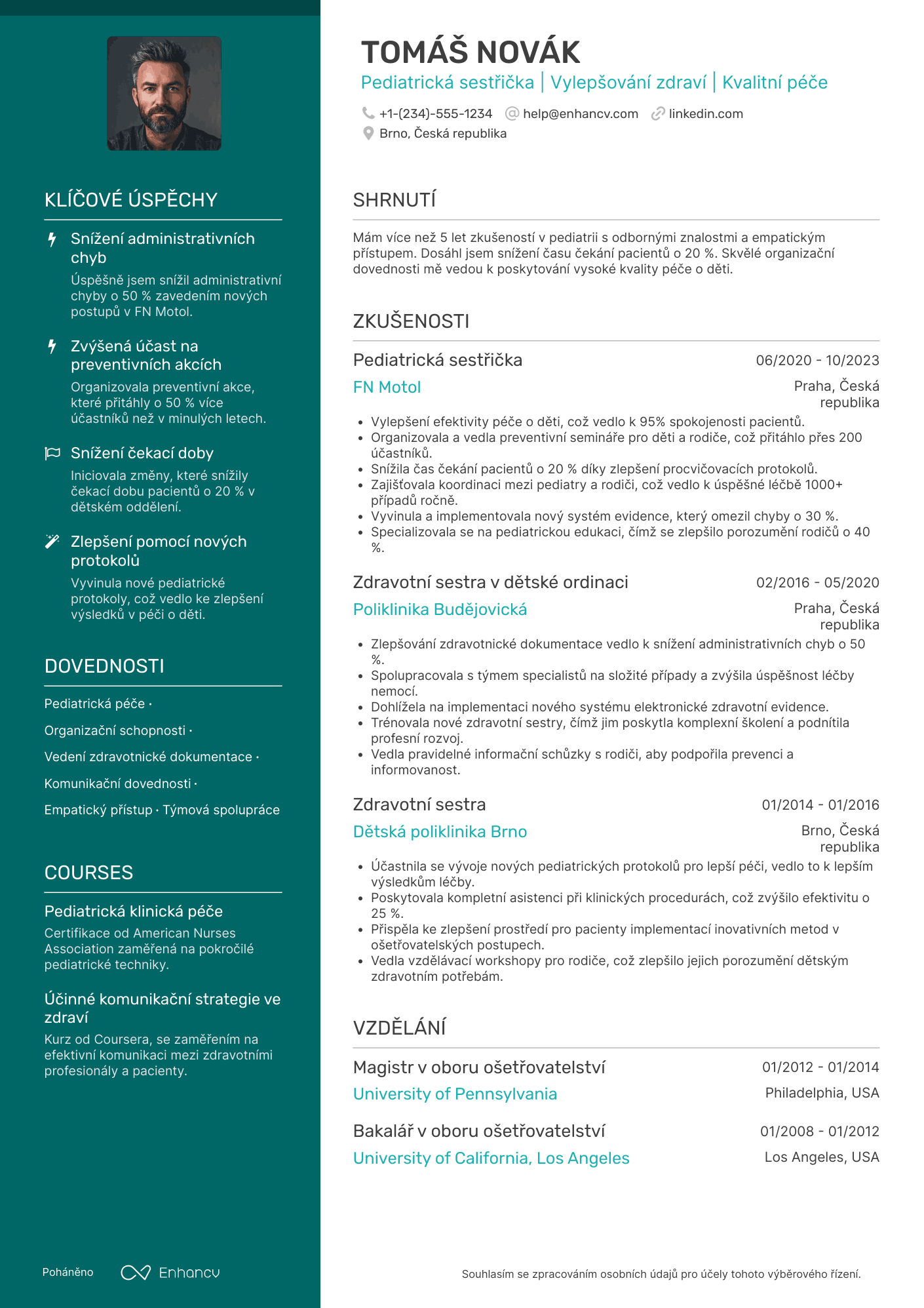 Životopis pro Pediatrická sestřička