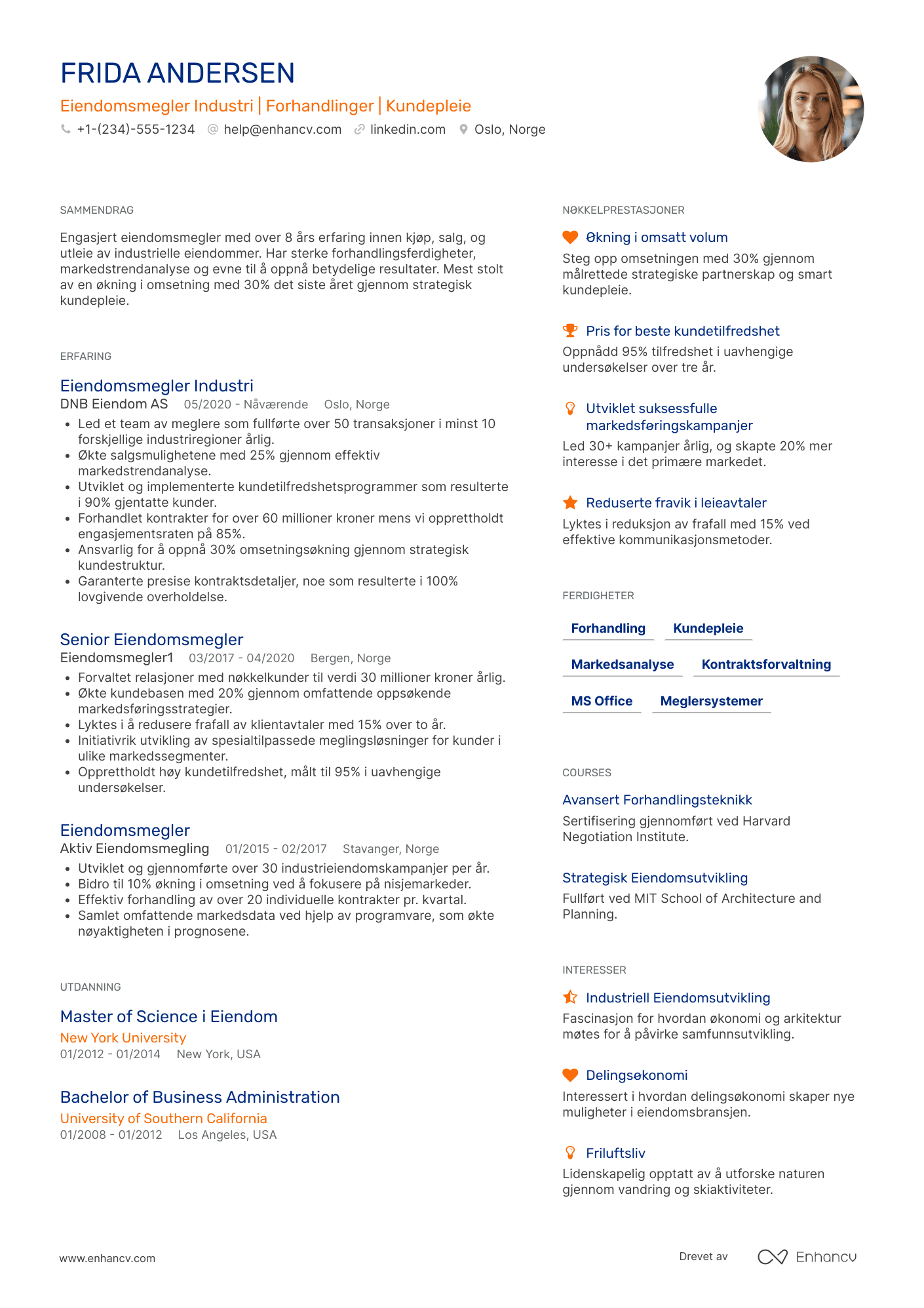 CV for Eiendomsmegler Industri