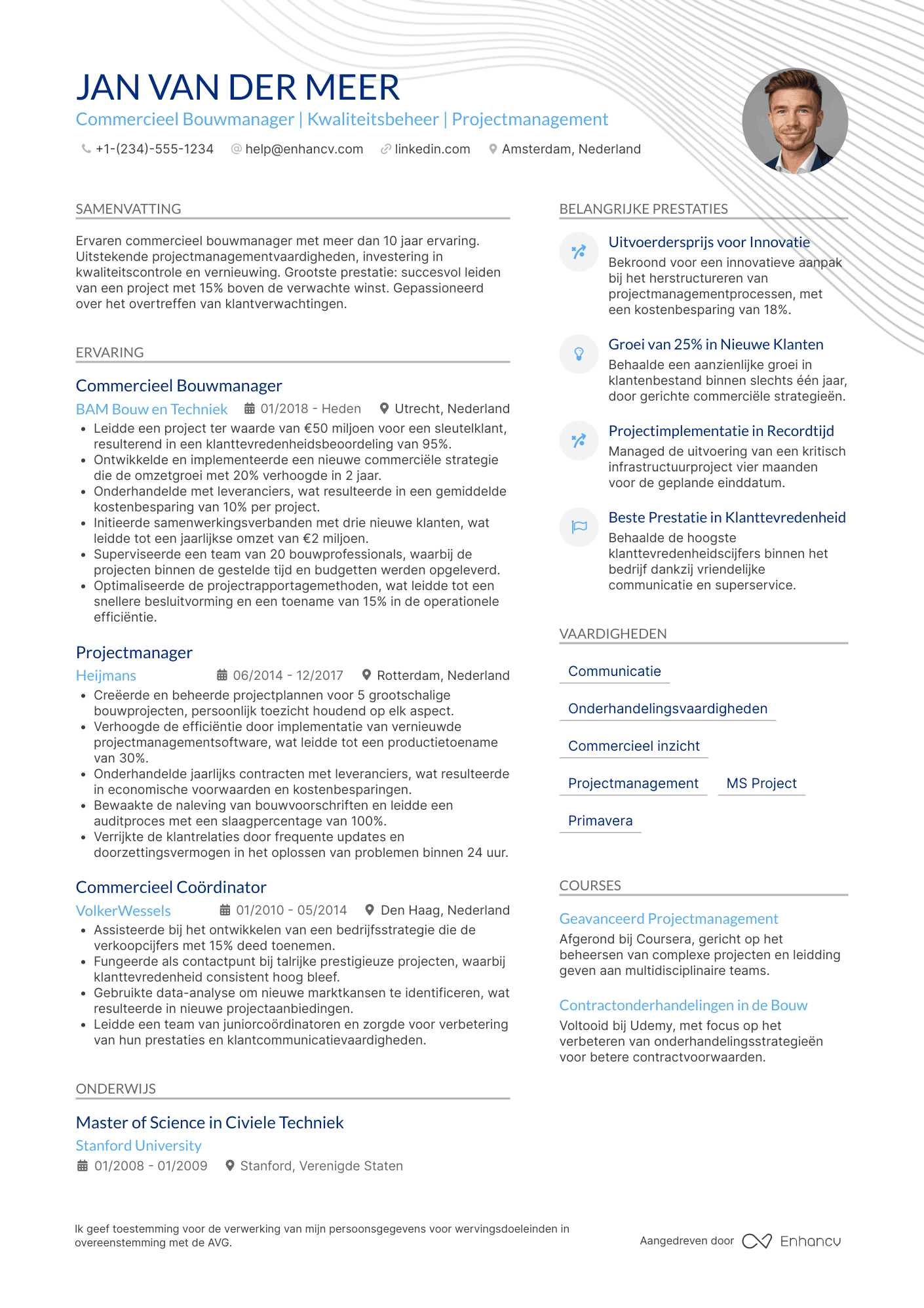CV voor Commercieel Bouwmanager