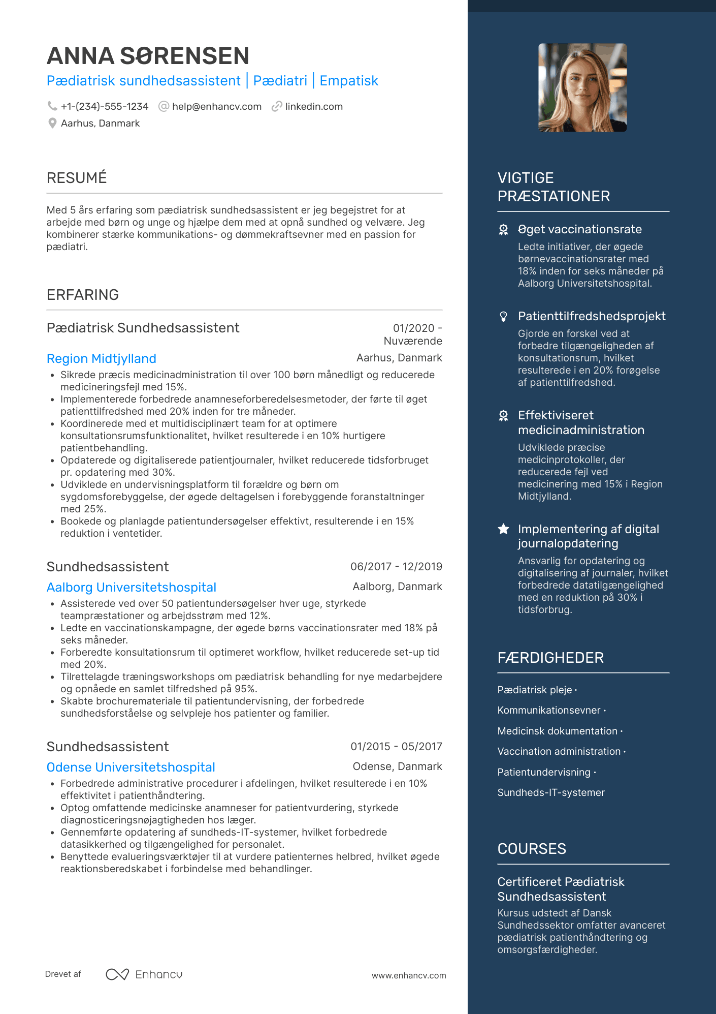 CV til Pædiatrisk sundhedsassistent