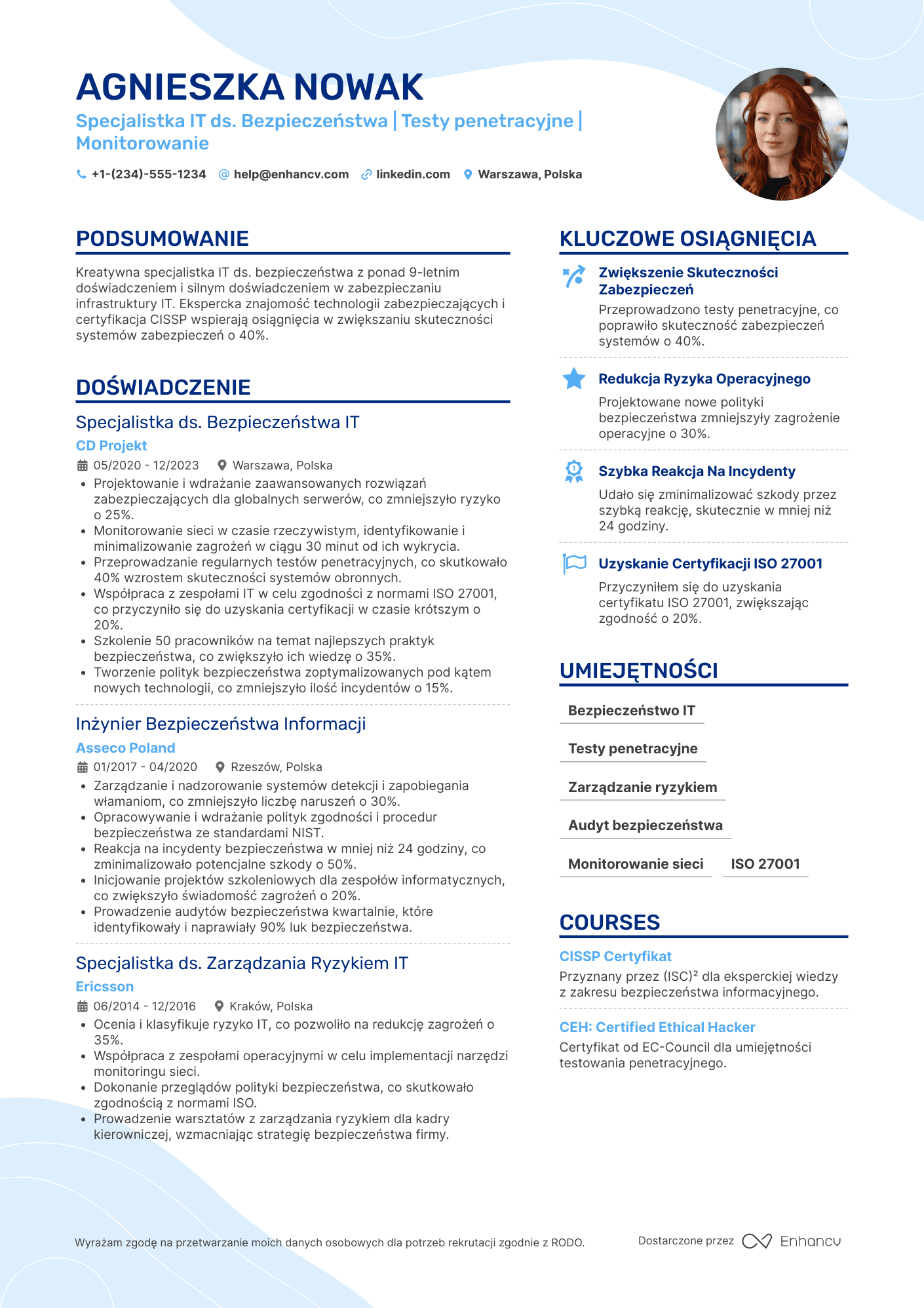 CV dla Specjalista IT ds. Bezpieczeństwa