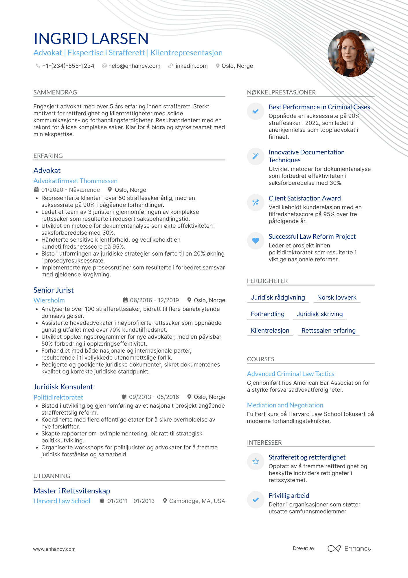 CV for Advokat for strafferett