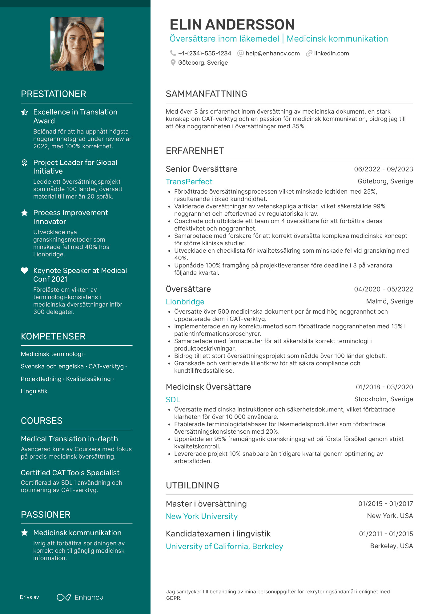 CV för Översättare Läkemedel