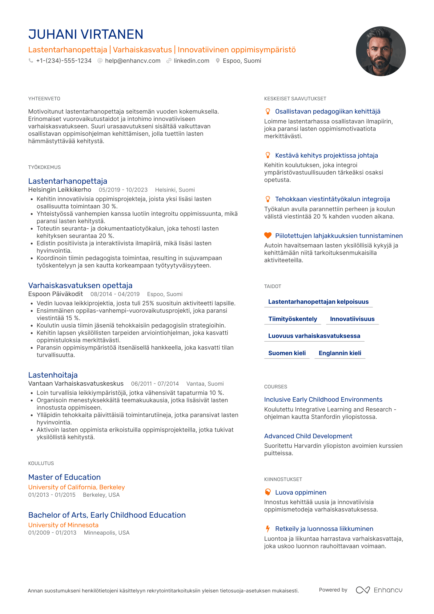 Pieni, kompakti CV pohja