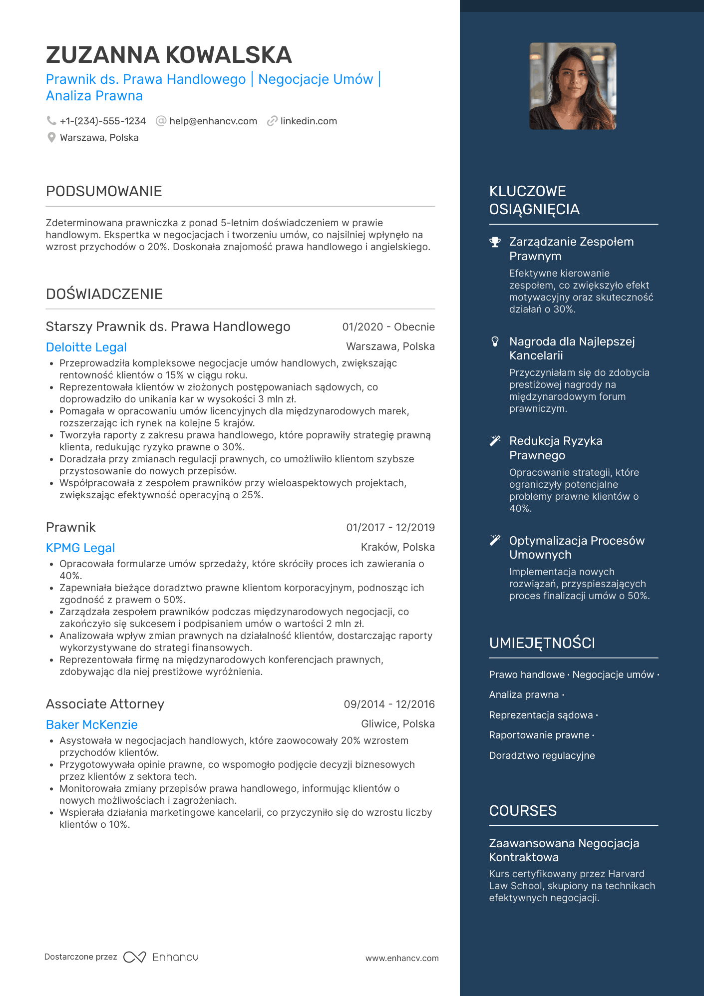 CV dla Prawnik ds. Prawa Handlowego
