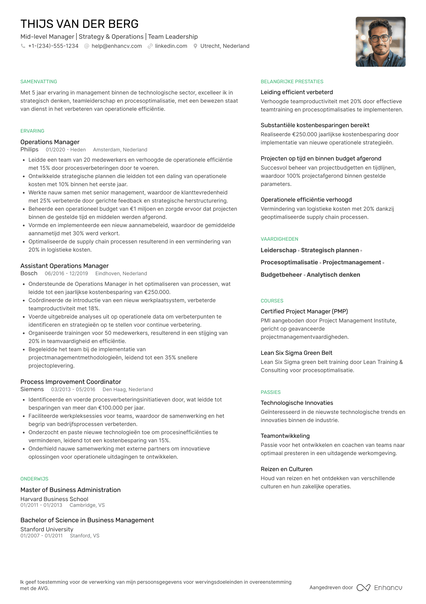 CV voor Mid level Manager
