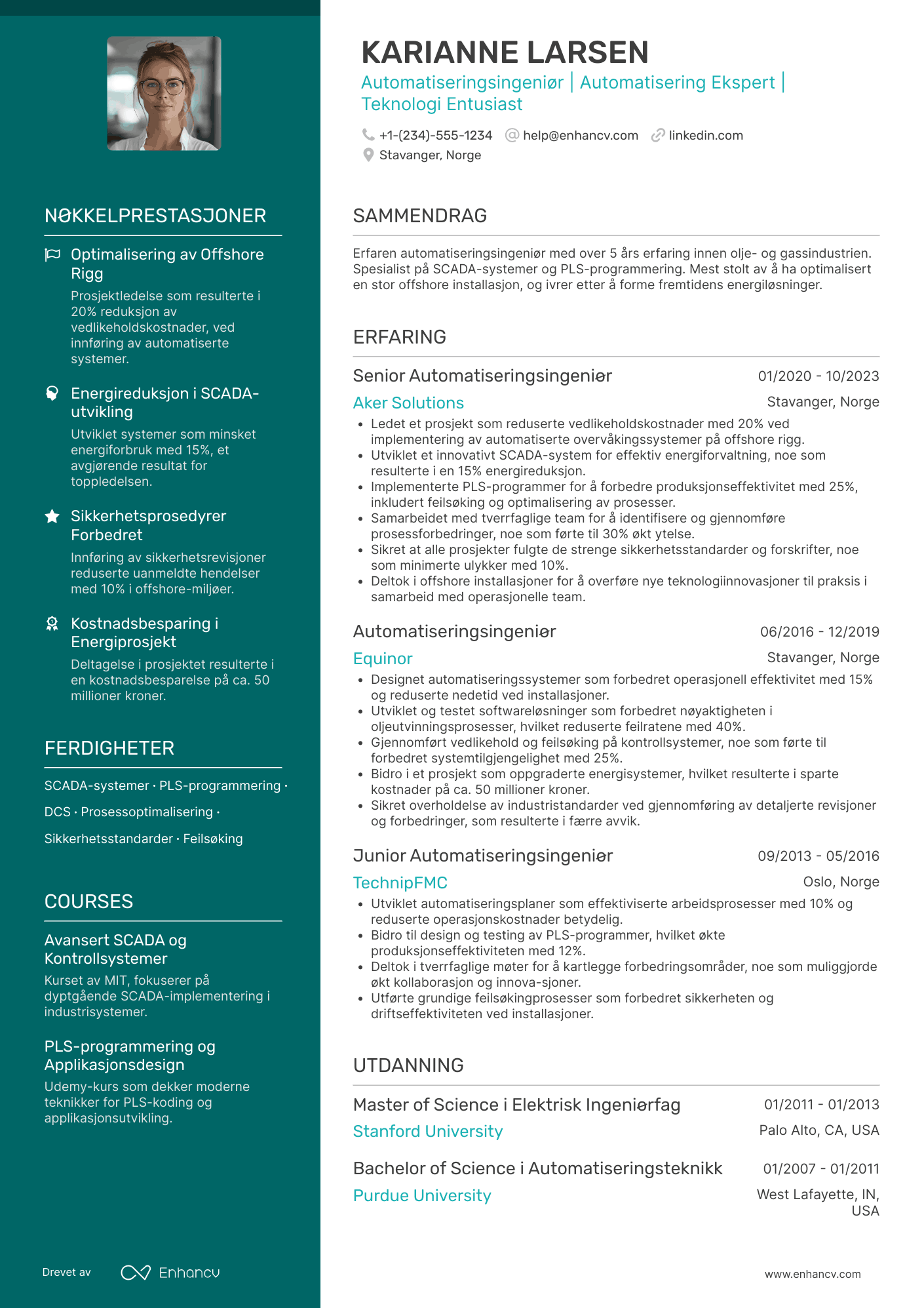 CV for Automatiseringsingeniør Olje og Gass