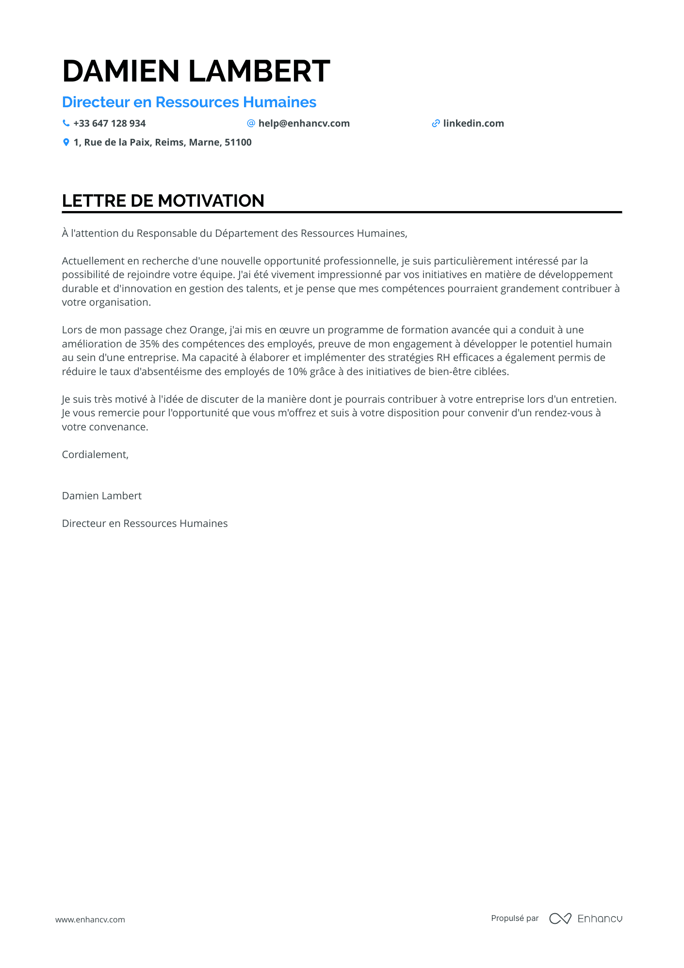 Directeur des Ressources Humaines
