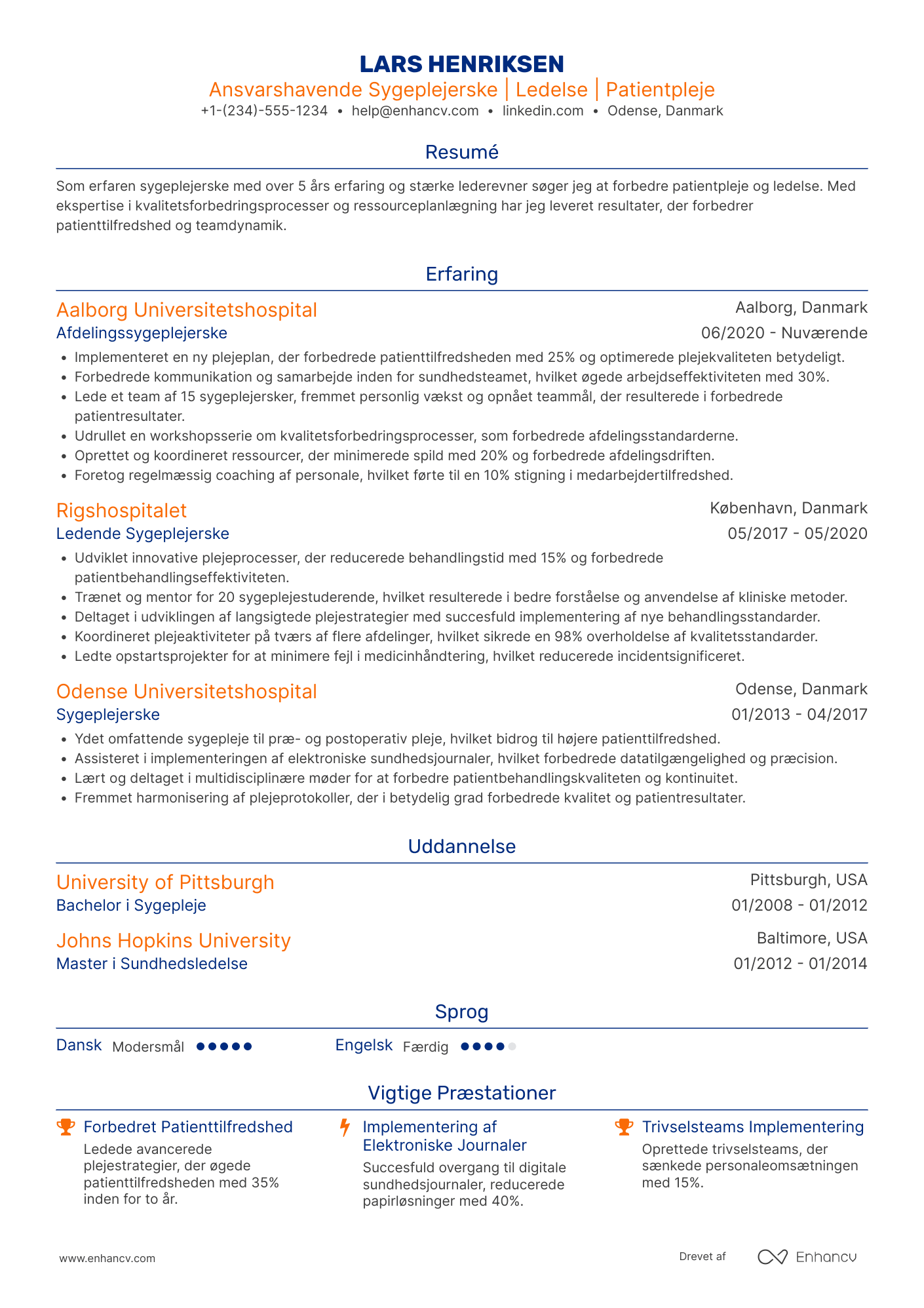 CV til Ansvarshavende sygeplejerske