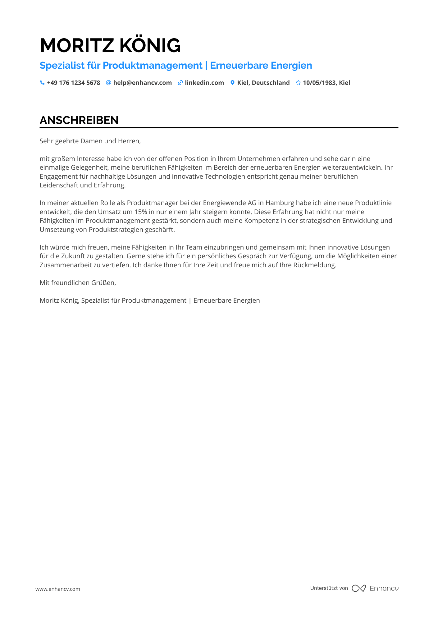 Produktmanager im Bereich erneuerbare Energien