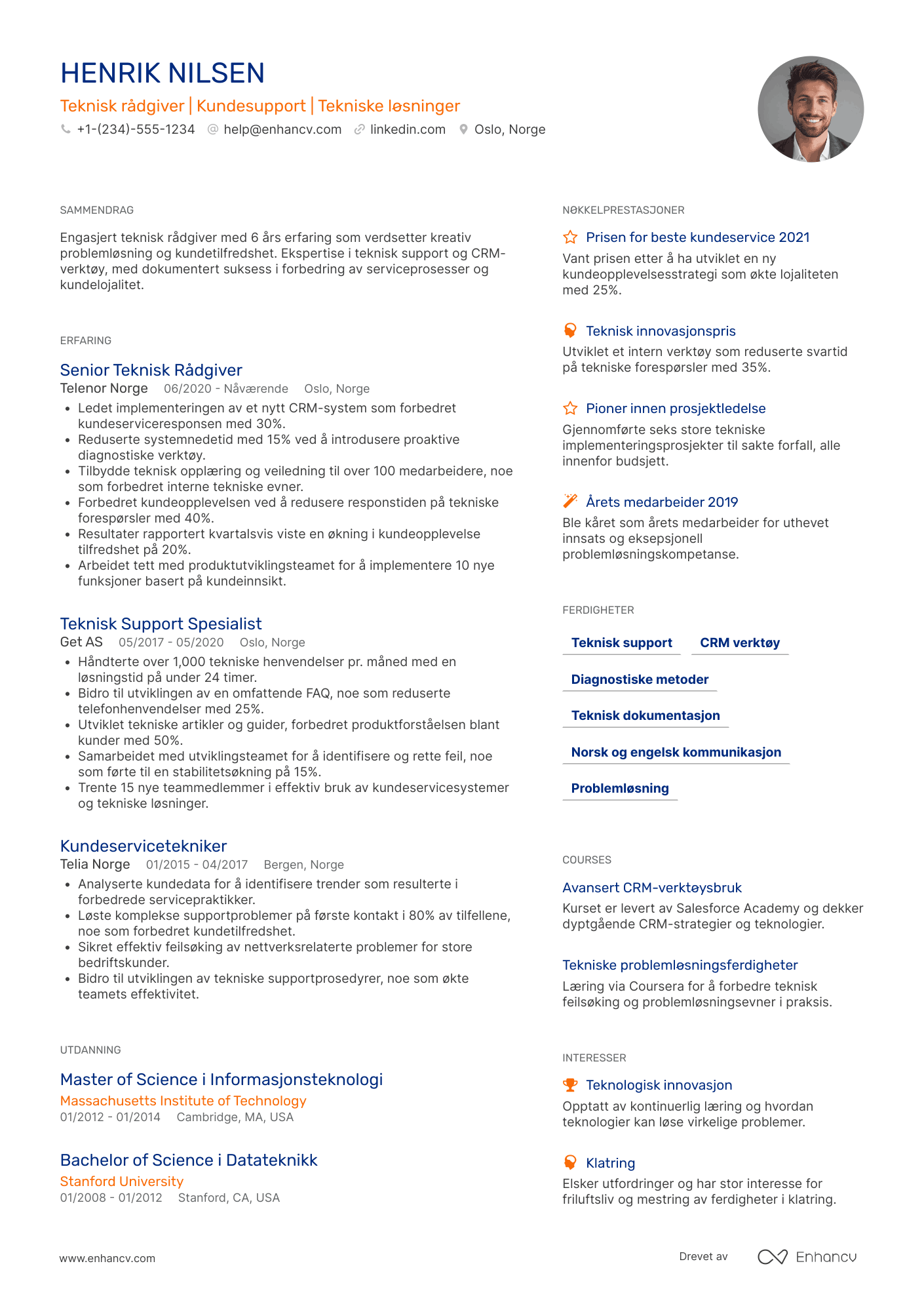 CV for Teknisk rådgiver til kundesupport