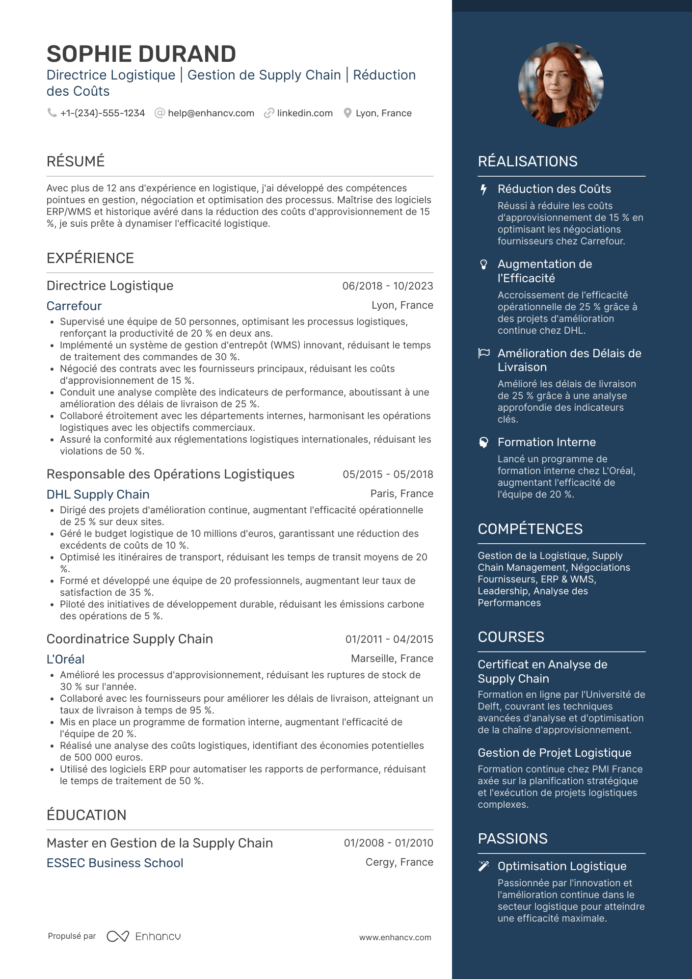 CV de directeur logistique