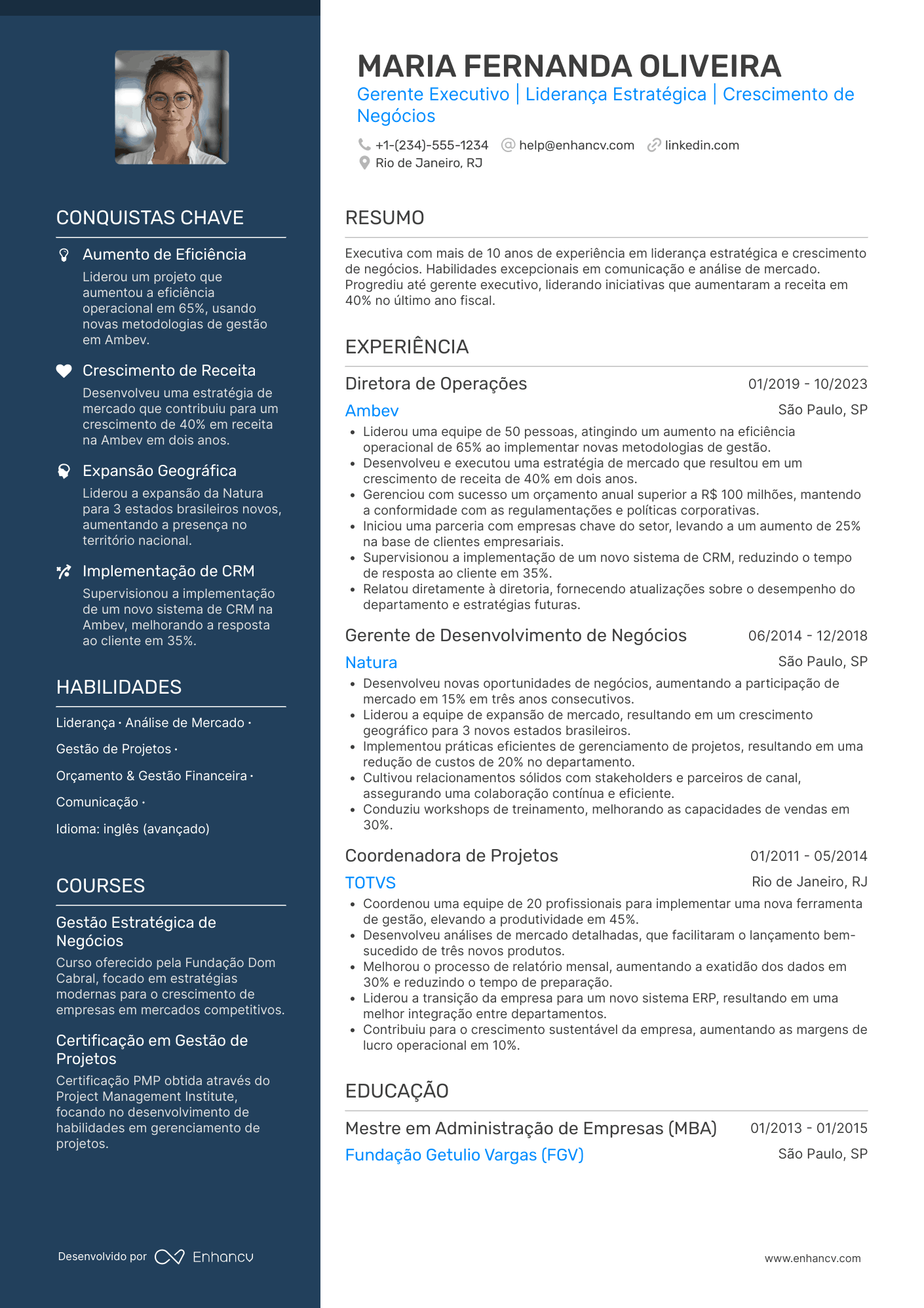 Currículo de gerente executivo