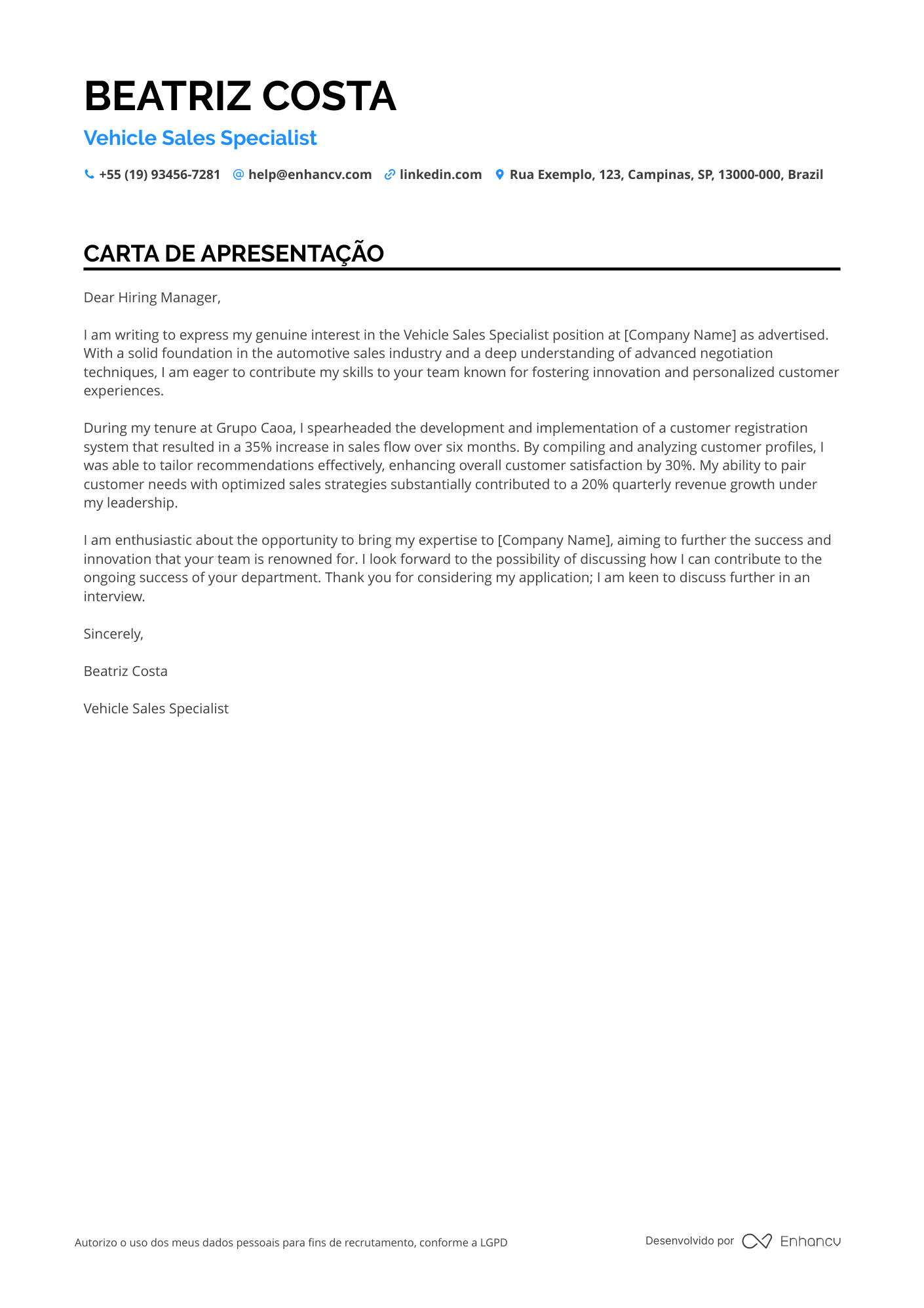 Vendedor de Carros Júnior