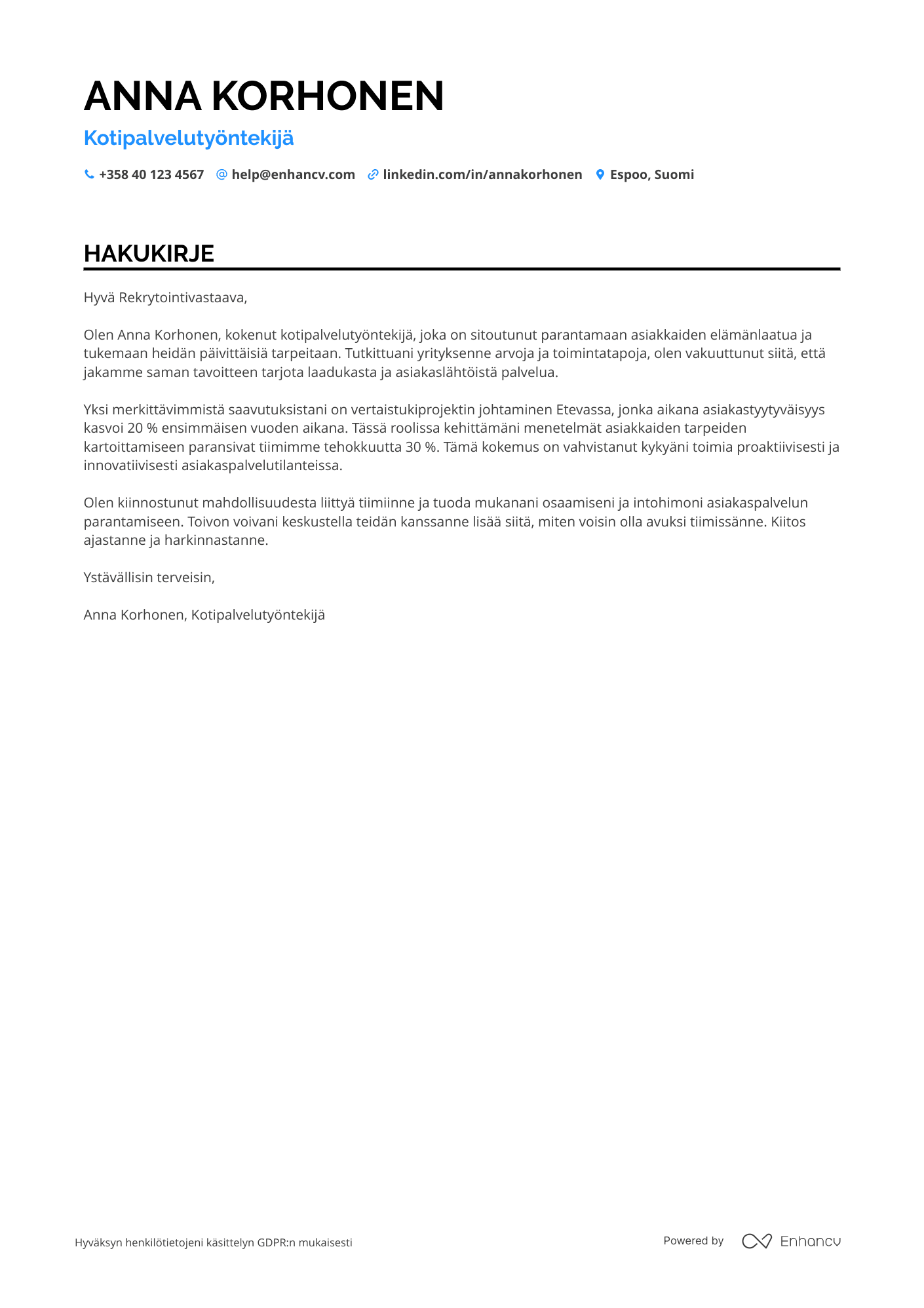 Hakukirje Vertaistukija kotipalvelutyöntekijä