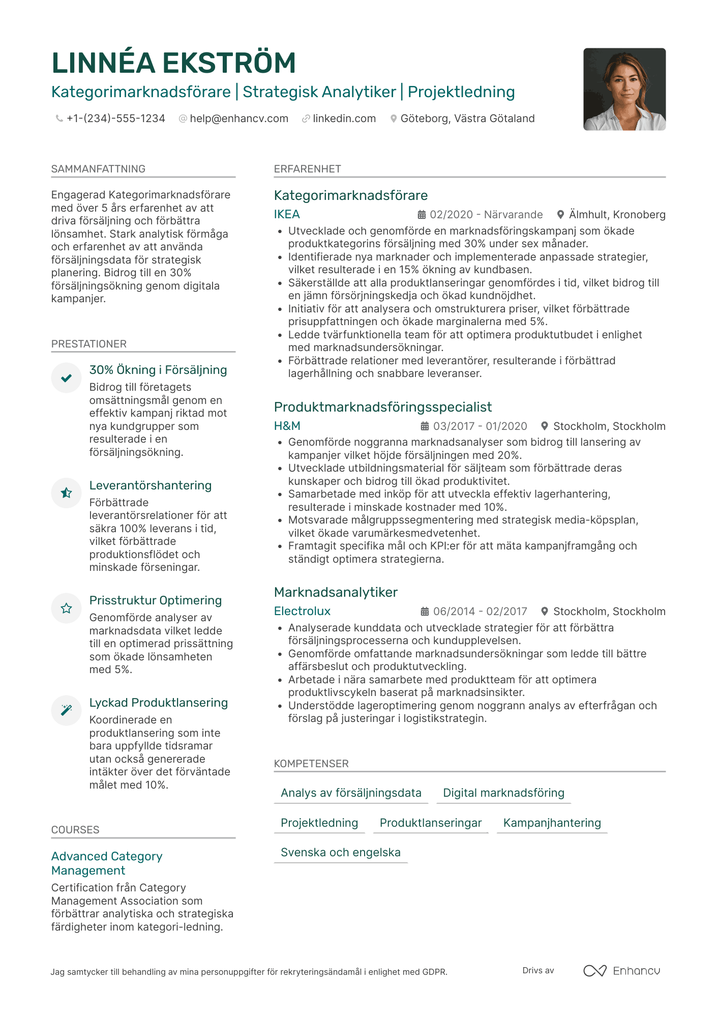 CV för Category Merchandiser