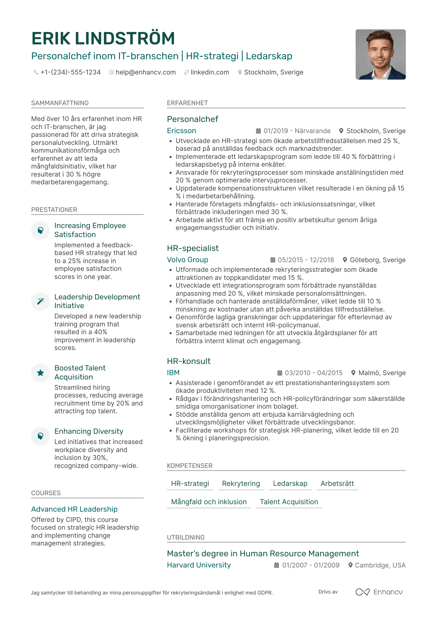CV för Personalchef inom IT branschen