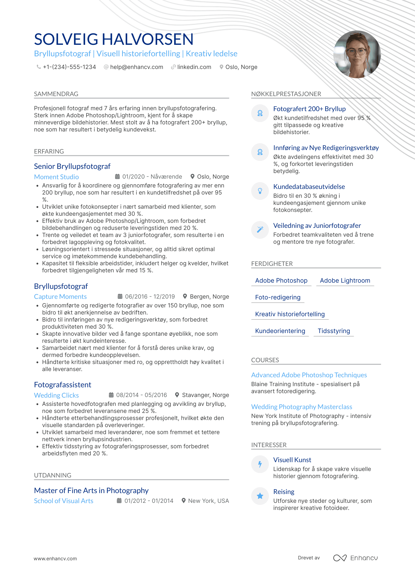 CV for Bryllupsfotograf