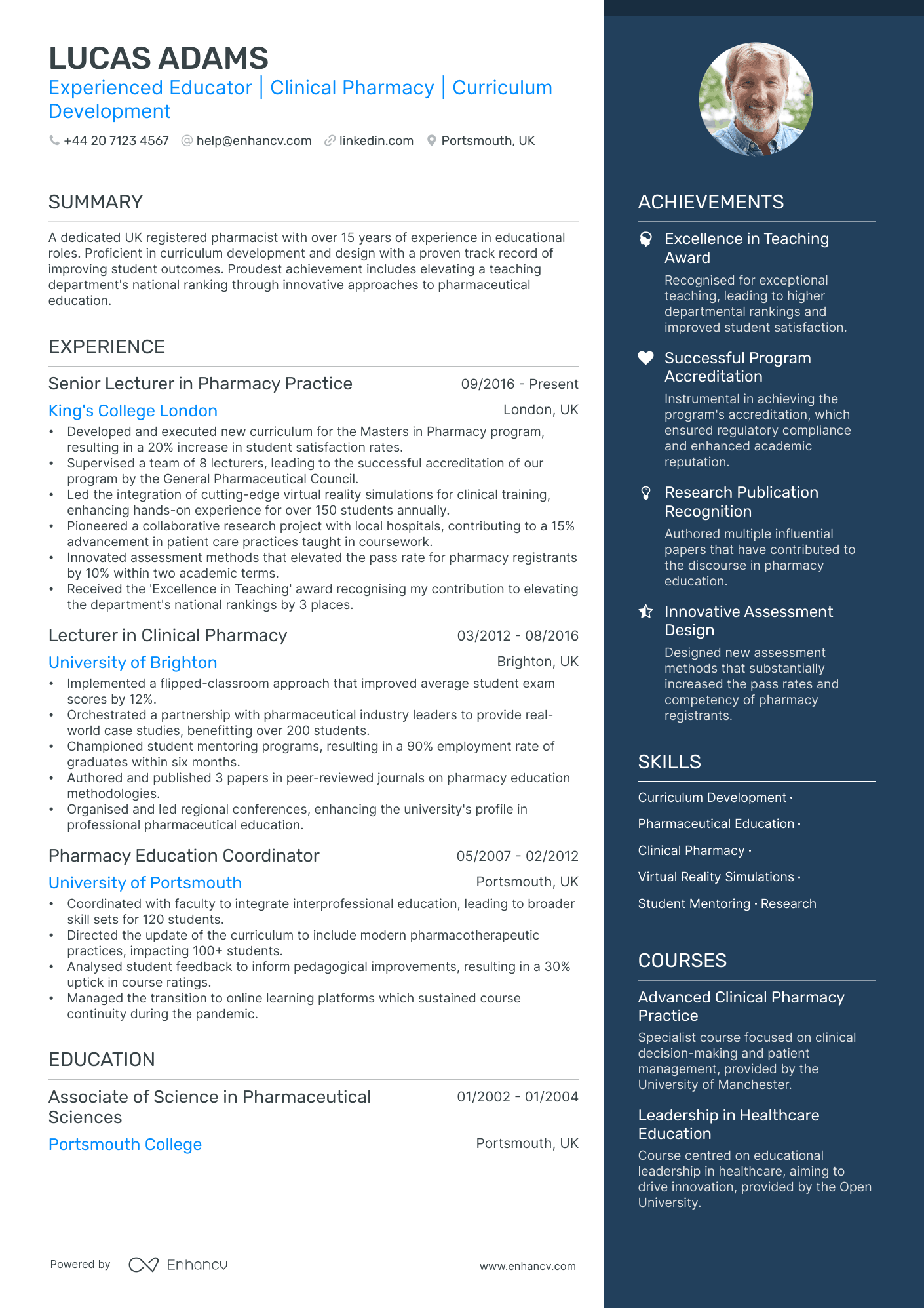 creative writing professor cv