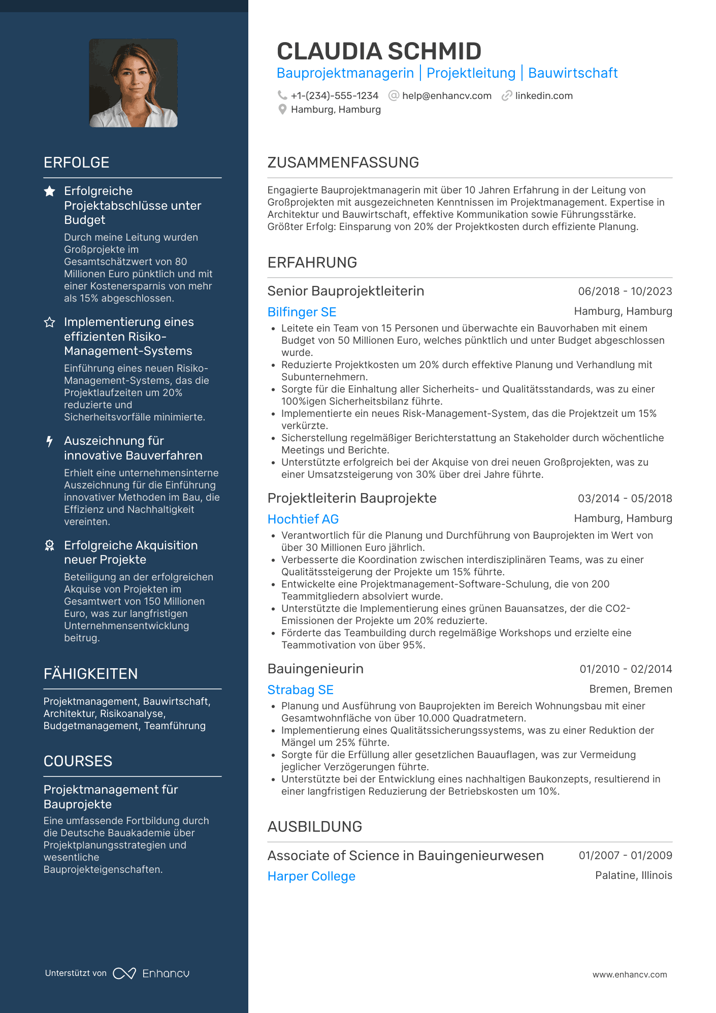 Lebenslauf Bauprojektmanager