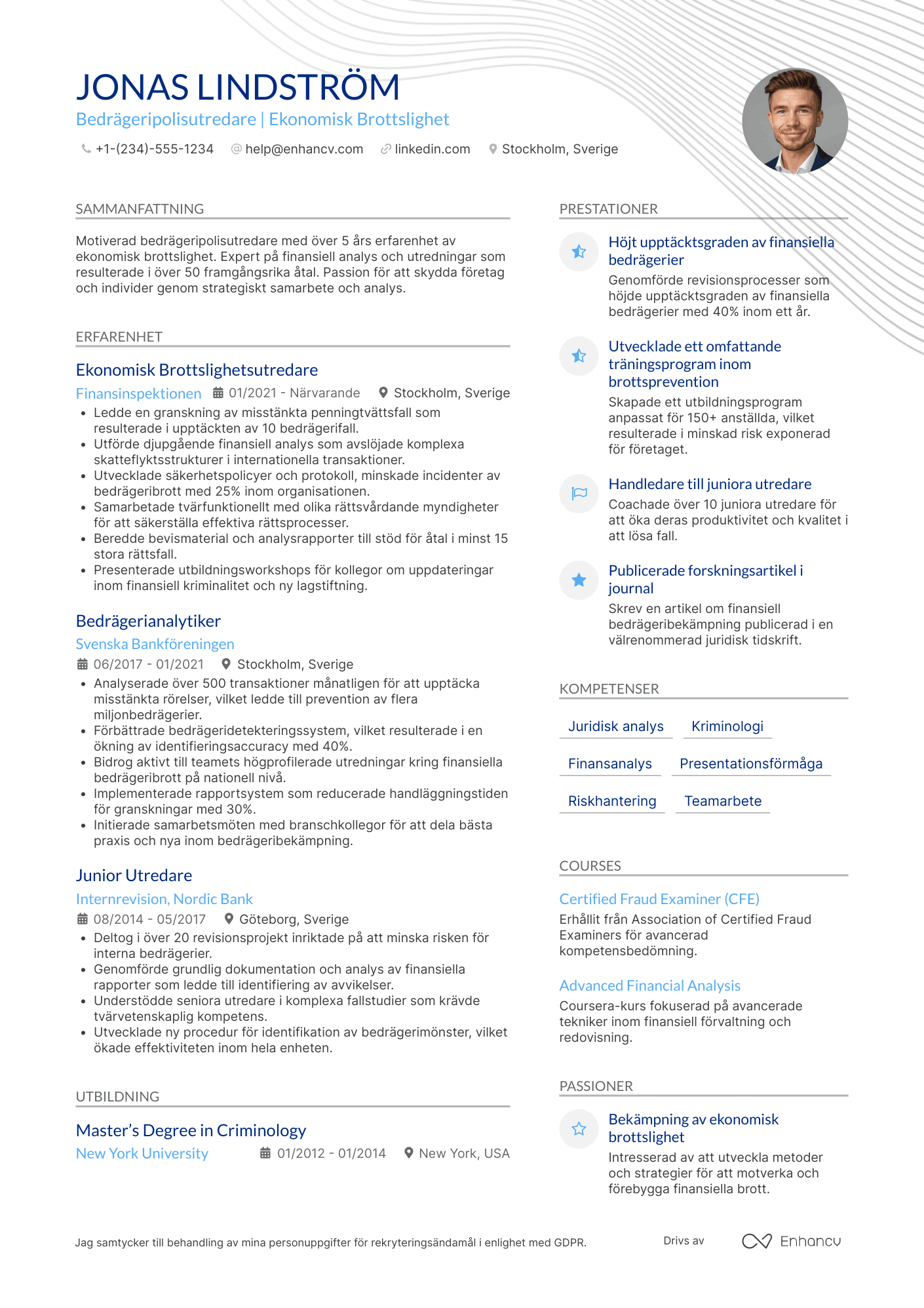 CV för Bedrägeripolisutredare