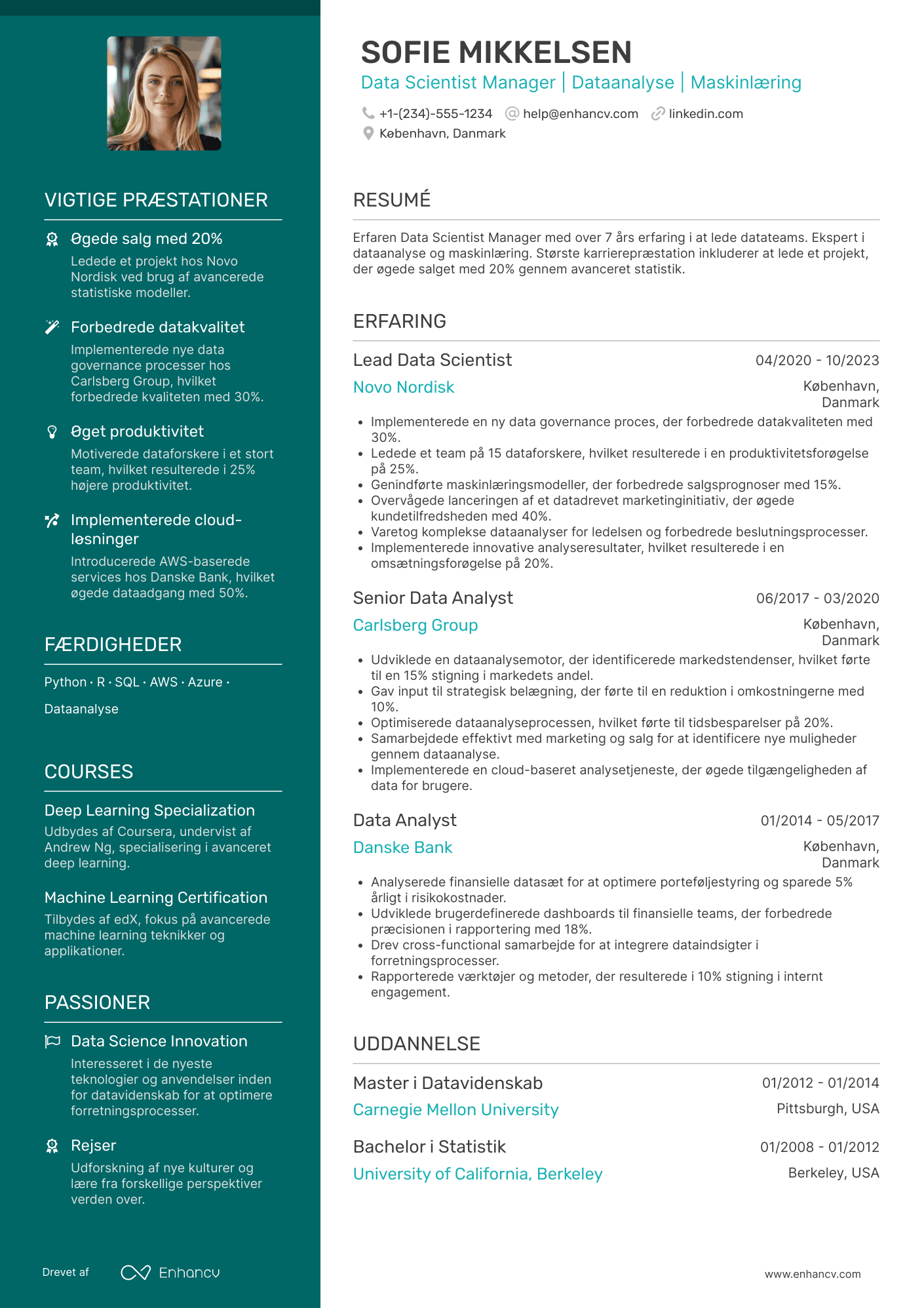 CV til Data Scientist Manager