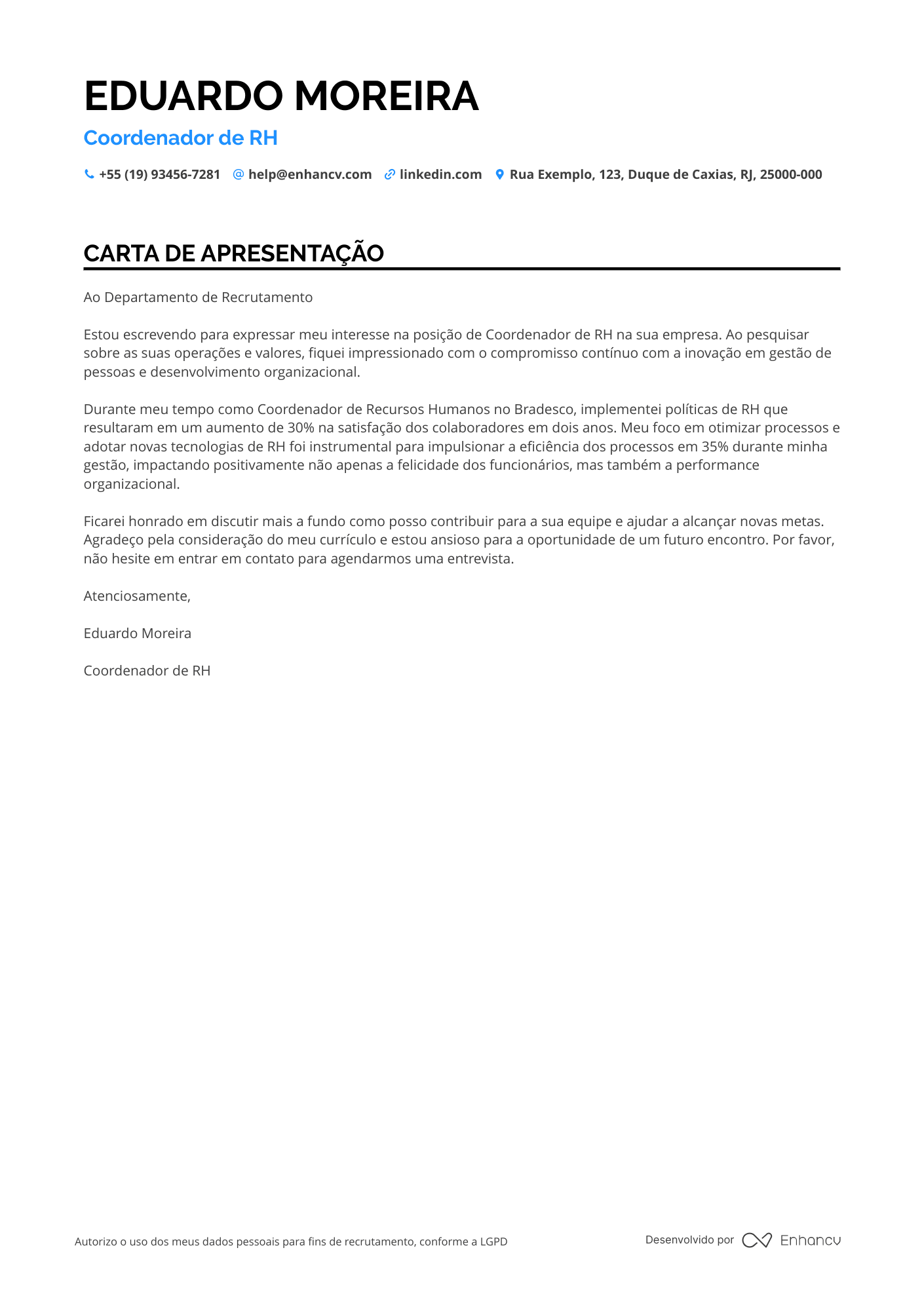 Coordenador Financeiro de Recursos Humanos