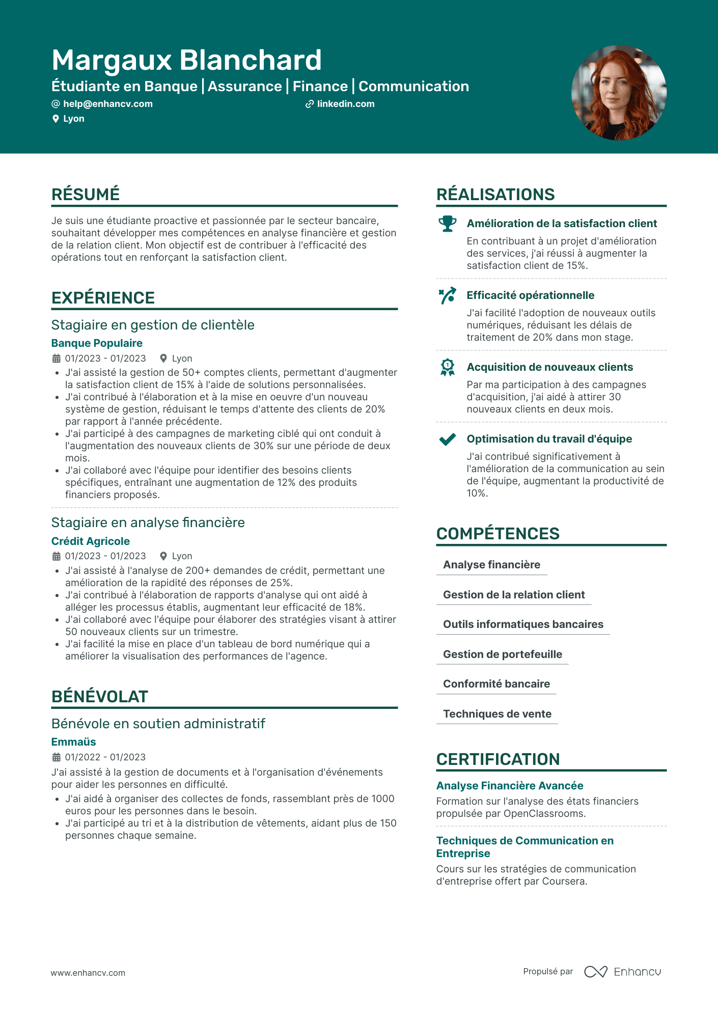 Banque assurance Exemples de CV